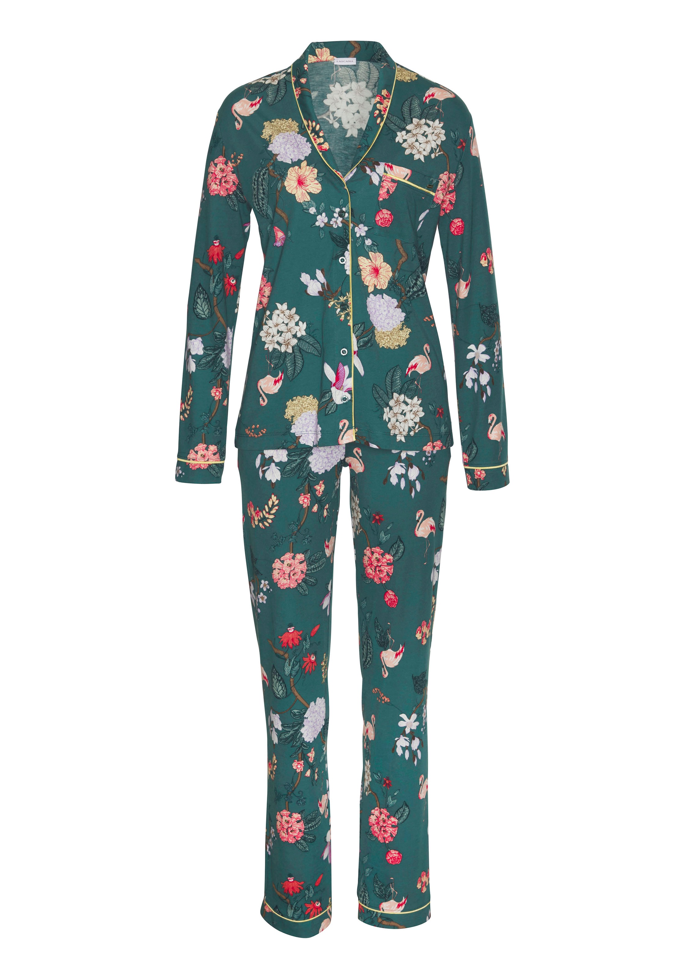 LASCANA Pyjama Set, 2 tlg. mit elegantem Blumenmuster günstig online kaufen