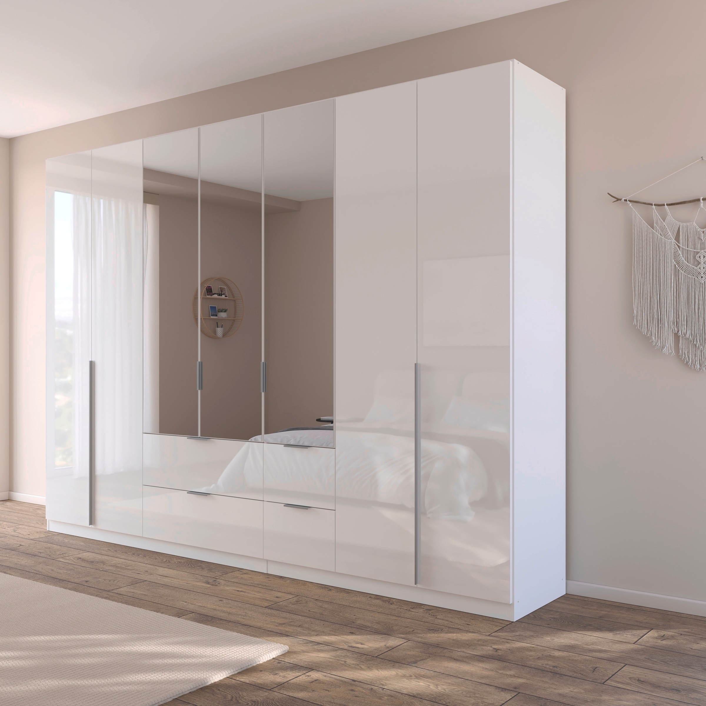rauch Drehtürenschrank »Kleiderschrank Schrank Garderobe AGORDO mit Dekor- oder Hochglanzfront«, (in zwei Griff-Farben mit Dekor- oder Hochglanzfront), mit Außenschubkästen, in 6 Breiten und 2 Höhen MADE IN GERMANY