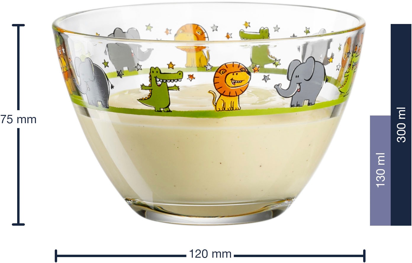 LEONARDO Kinderschale »BAMBINI« 6 Stk. aus Glas Löwe/Elefant/Krokodil, Ø 12 cm