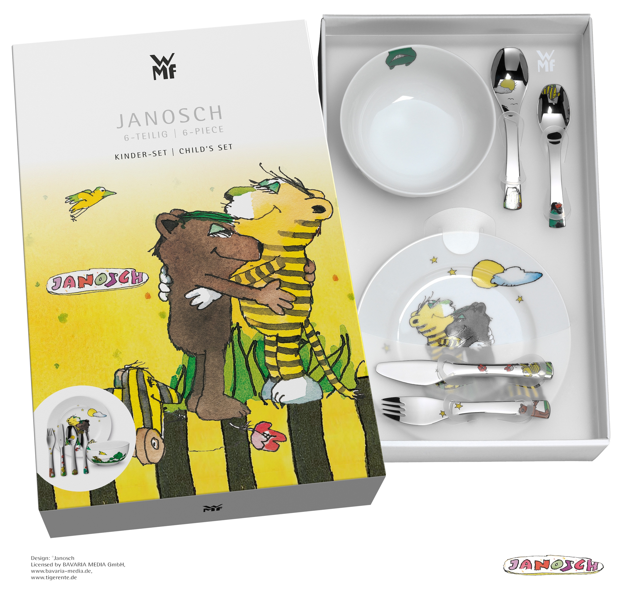 WMF Kindergeschirr-Set »Janosch«, (Set, 6 tlg.), ab 3 Jahren, spülmaschinengeeignet, farb- und lebensmittelecht