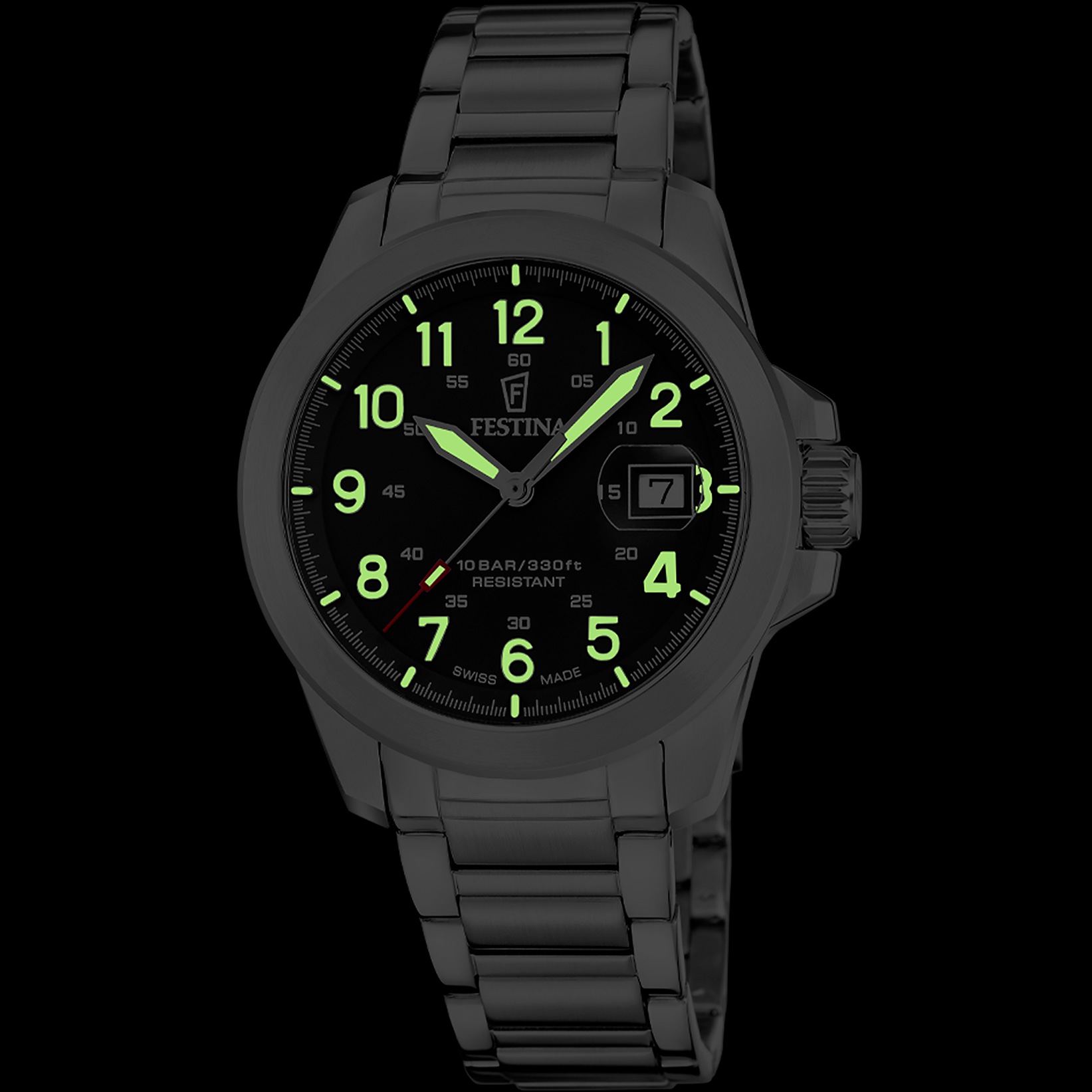 Festina Quarzuhr »Field Watches« Armbanduhr, Herrenuhr, Swiss Made, Edelstahlarmband