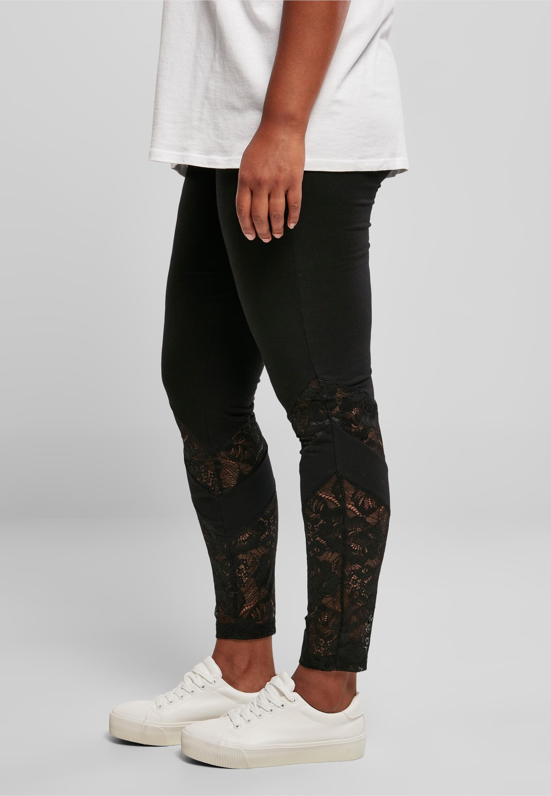 URBAN CLASSICS Leggings »Urban Classics Damen Ladies Highwaist Lace Inset Leggings«, (1 tlg.)