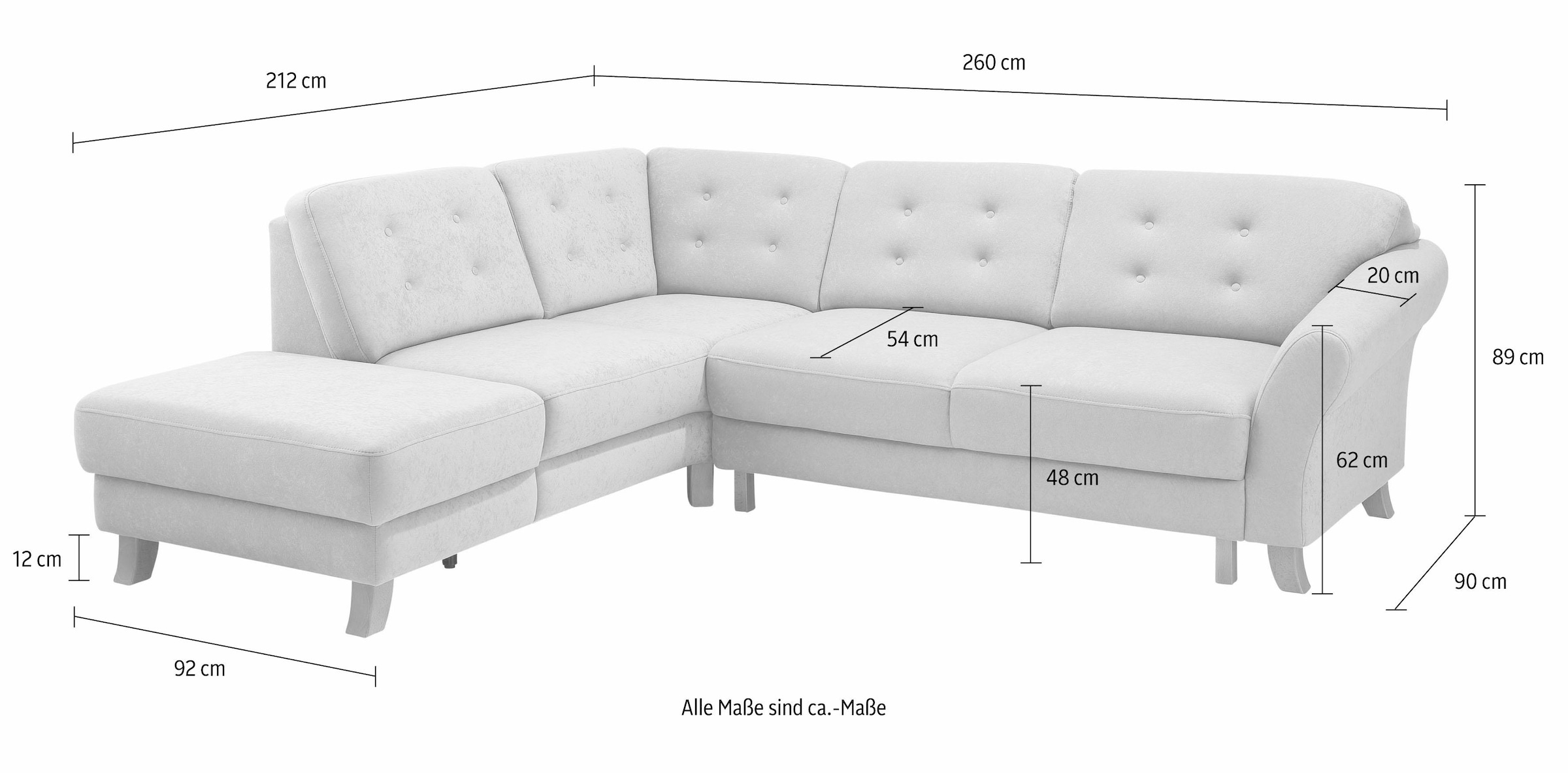 Home affaire Ecksofa »Trondheim L-Form«, mit Federkern
