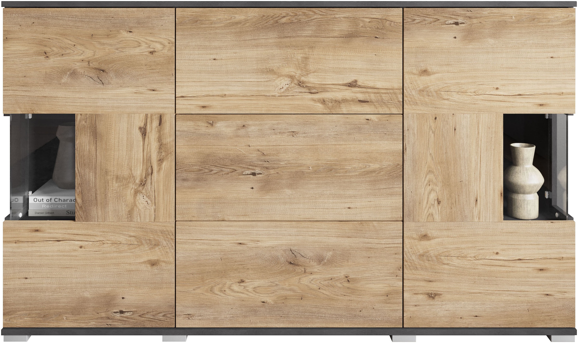 INOSIGN Sideboard »Kenia«, (1 St.), Sideboard mit 3 Schubladen, 6 Fächern, Glastüren, Breite 150 cm