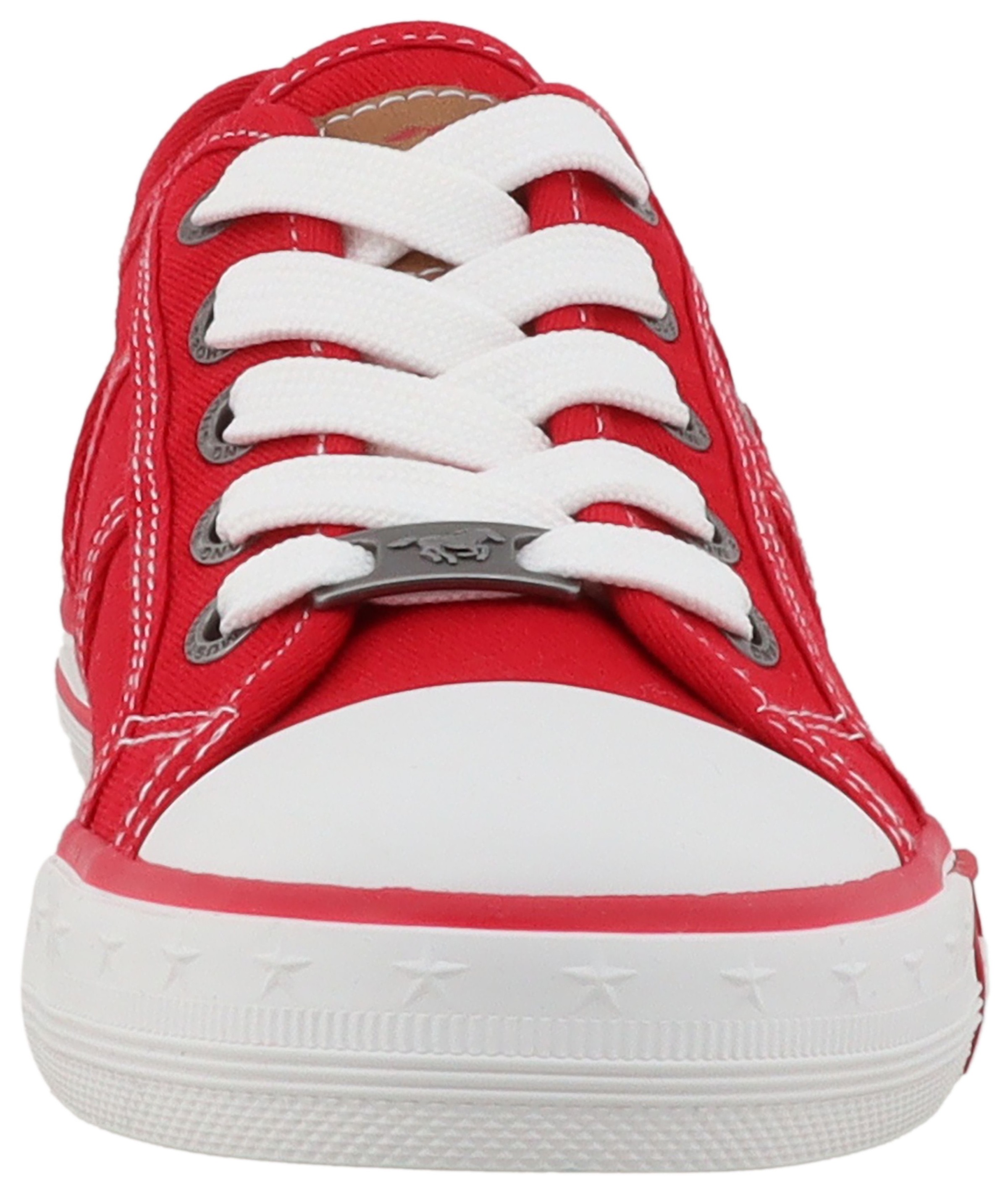 Sneaker MUSTANG SHOES "Gaspare", Mädchen, Gr. 38, rot, Baumwolle, Schuhe Sneaker, Freizeitschuh, Halbschuh, Schnürschuh mit auffälliger Kontrastnaht 2