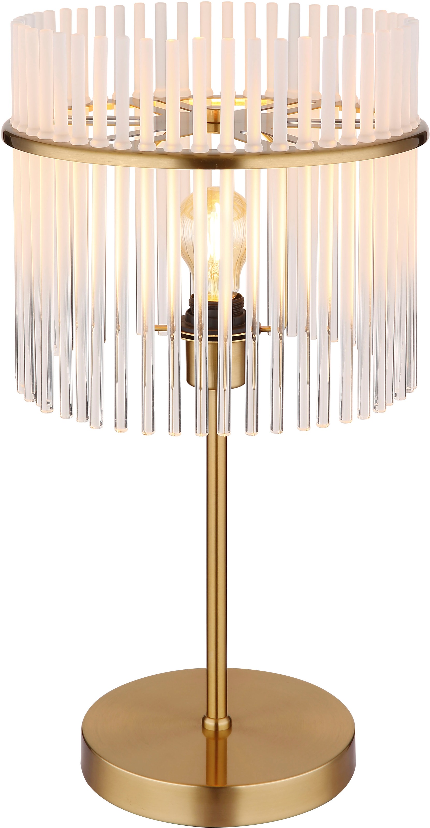 GLOBO LIGHTING Tischleuchte »GORLEY« E27 1 Stk. Tischlampe goldfarben Glasstäbe opal klar verlaufend elegant