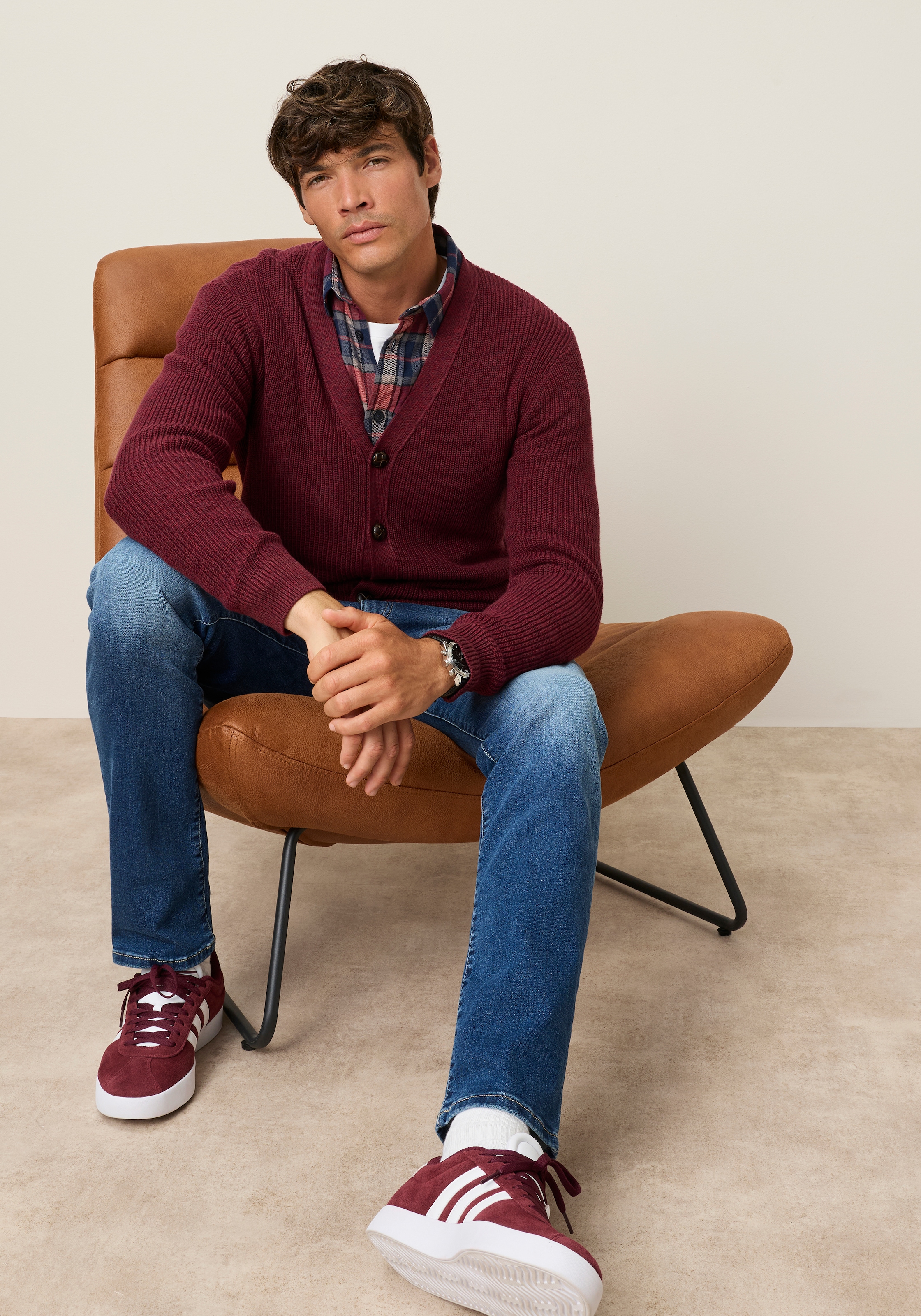 Man's World Strickjacke »Neue Kollektion! Highlight Rippenqualität« Regular fit, mit melierter Optik, mit Knopfleiste, Langarm