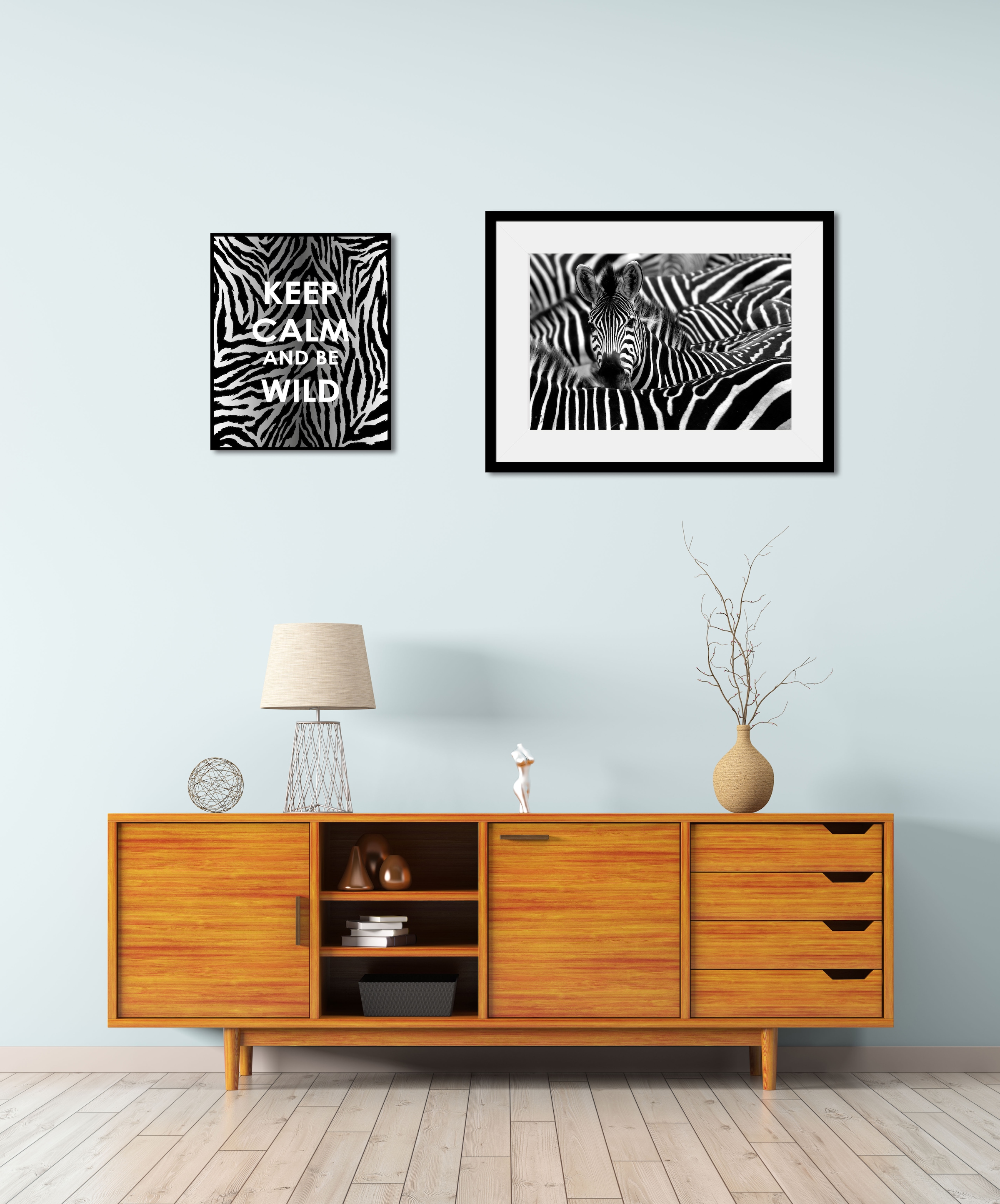 queence Bild "Zebra", Abstrakt-Schwarz-Weiß-Schriftzug-Zebra Bilder-Zebras- günstig online kaufen