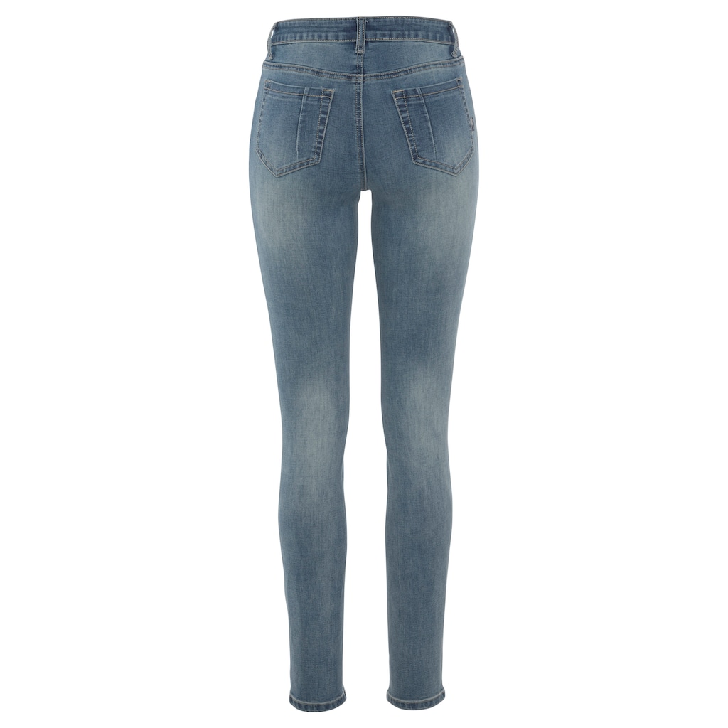 Arizona Skinny-fit-Jeans »Ultra-Stretch, sehr bequem, gut zu kombinieren«, Mid Waist high performance stretch Denim normale Leibhöhe figurbetont