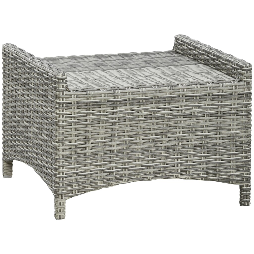 KONIFERA Garten-Essgruppe »Monaco«, (Set, 17 tlg., 6x Sessel, 2x Hocker, 1x Tisch 200x100x74cm, inkl. Auflagen), Polyrattan, Aluminium, Rückenlehne verstellbar