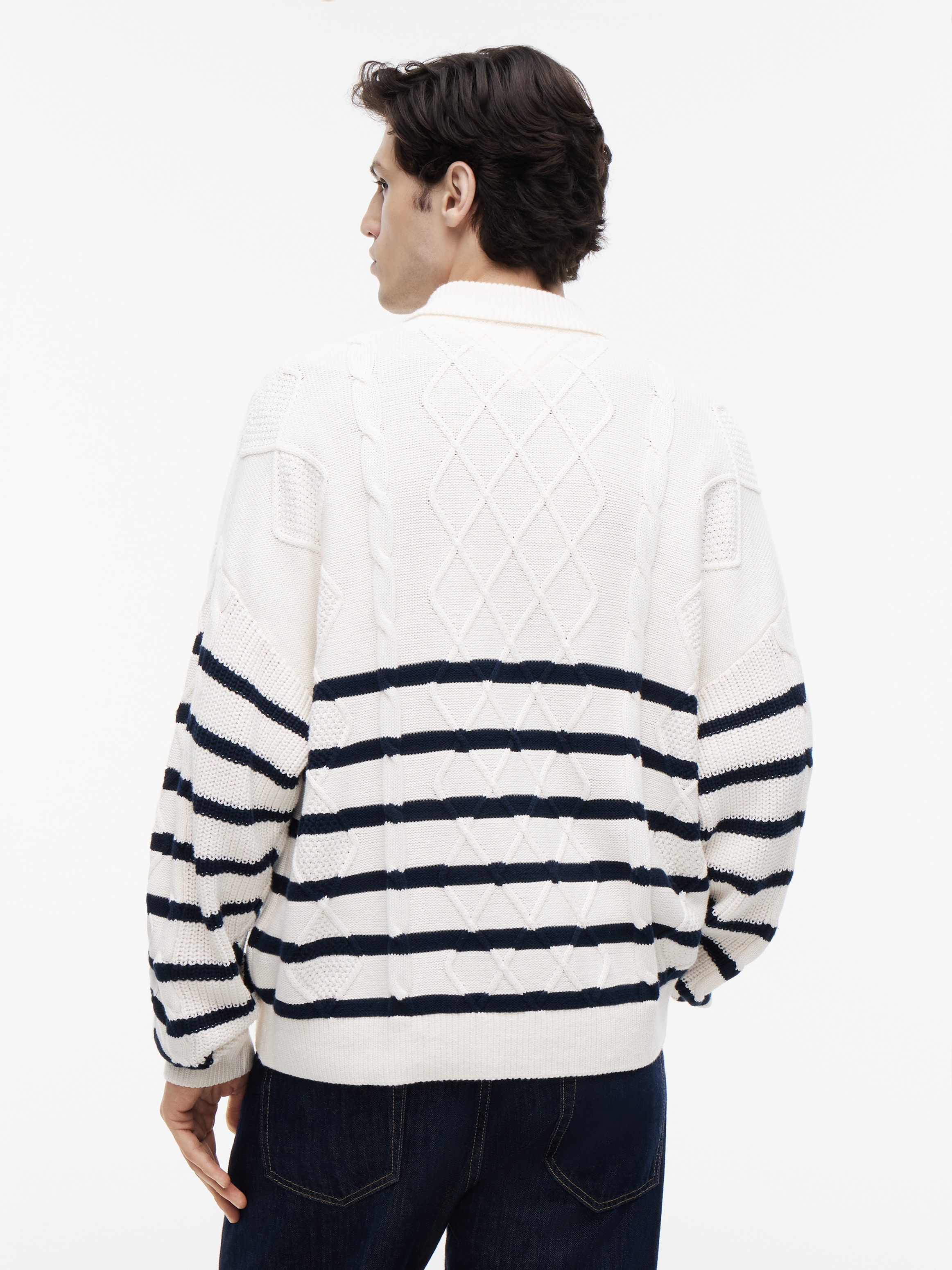 Tommy Jeans Cardigan »RELAXED STRIPE CABLE BUTTONUP« Relaxed fit mit Zopfstrickmuster