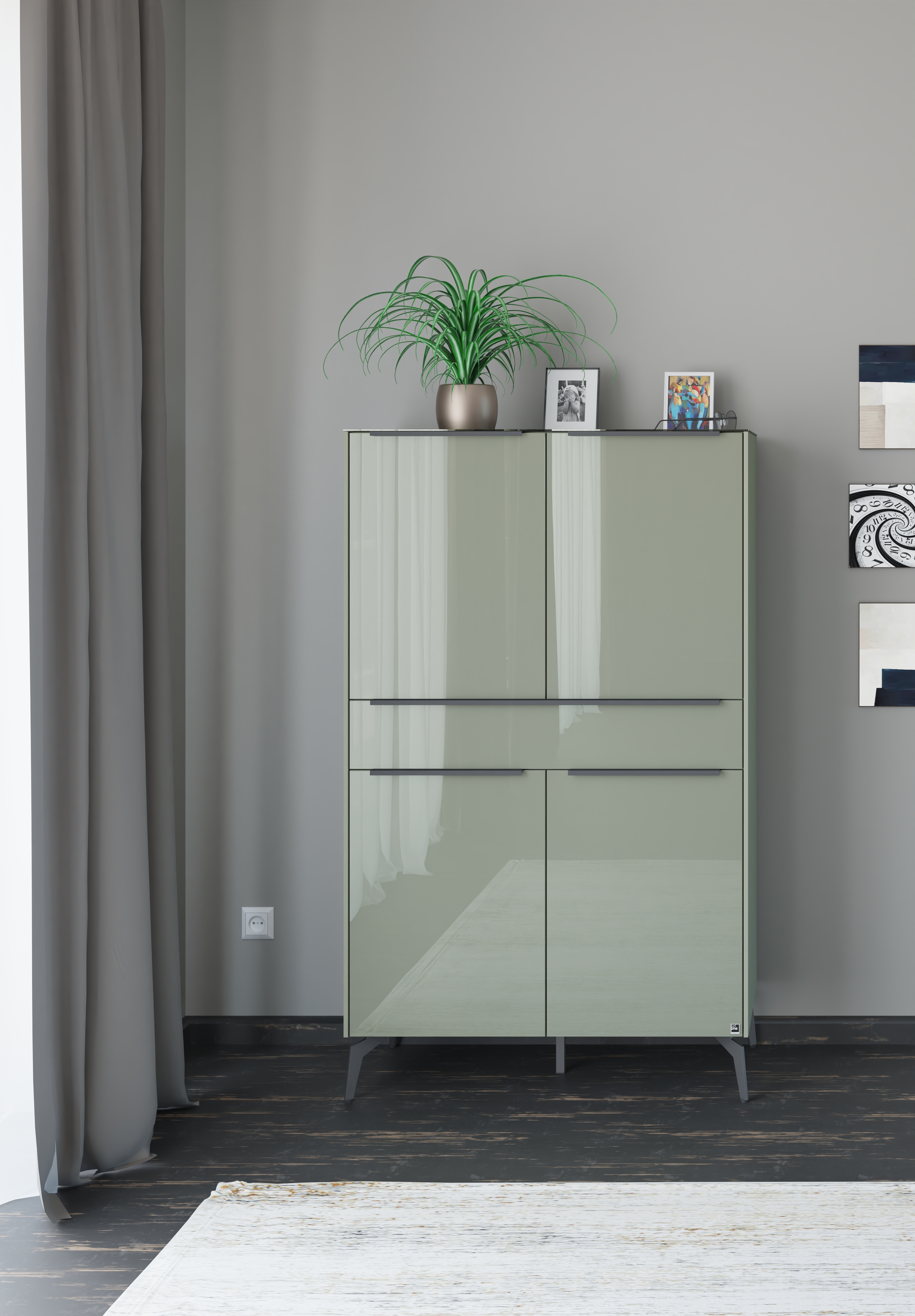 set one by Musterring Highboard "Reno" 1 Stk. tlg. Mit Winkelfuß in diversen Farben, 155 cm Höhe & Farbauswahl