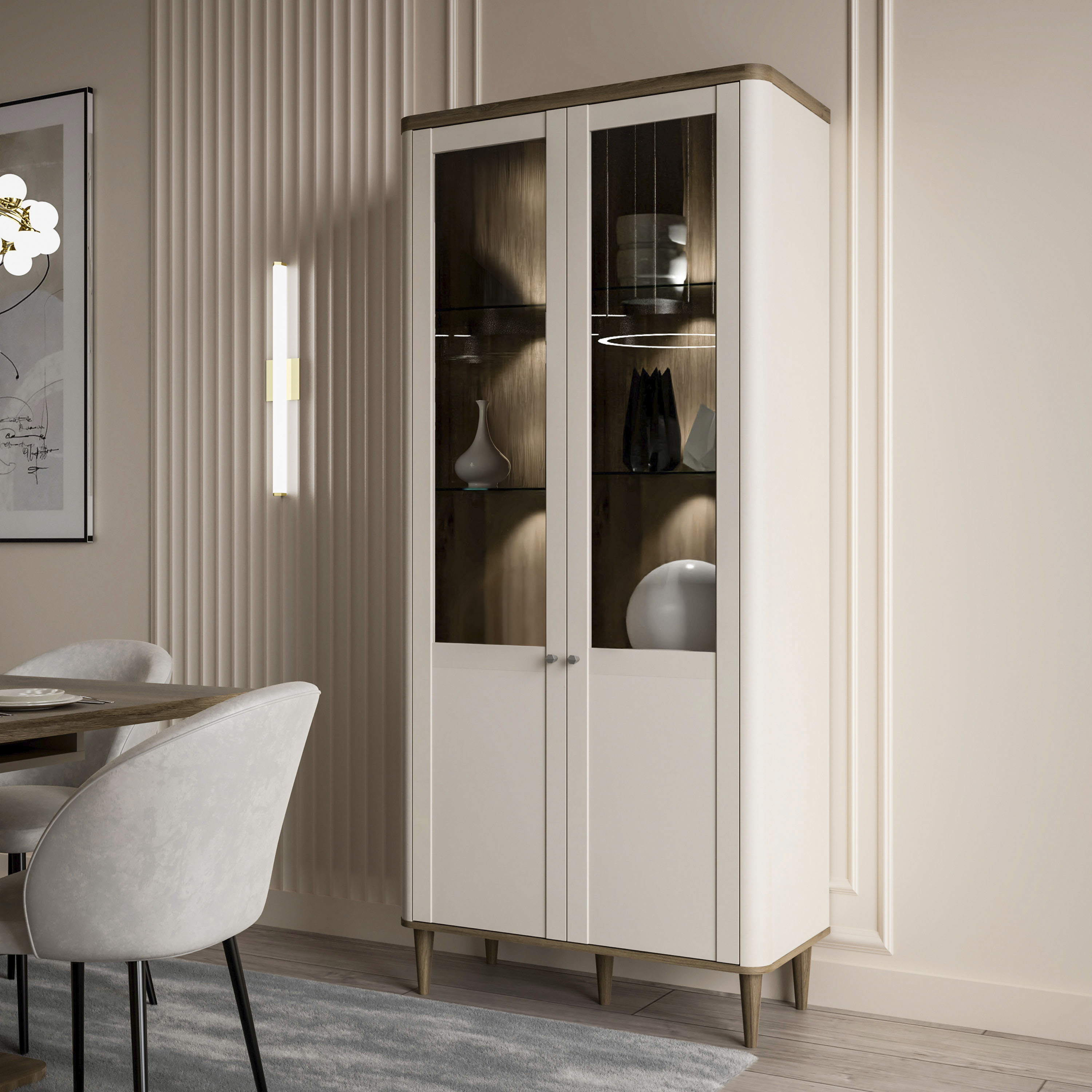 FORTE Stauraumvitrine "Lacetti" B/H/T 90,1/200,5/41,2 cm, Echtholzfüße günstig online kaufen