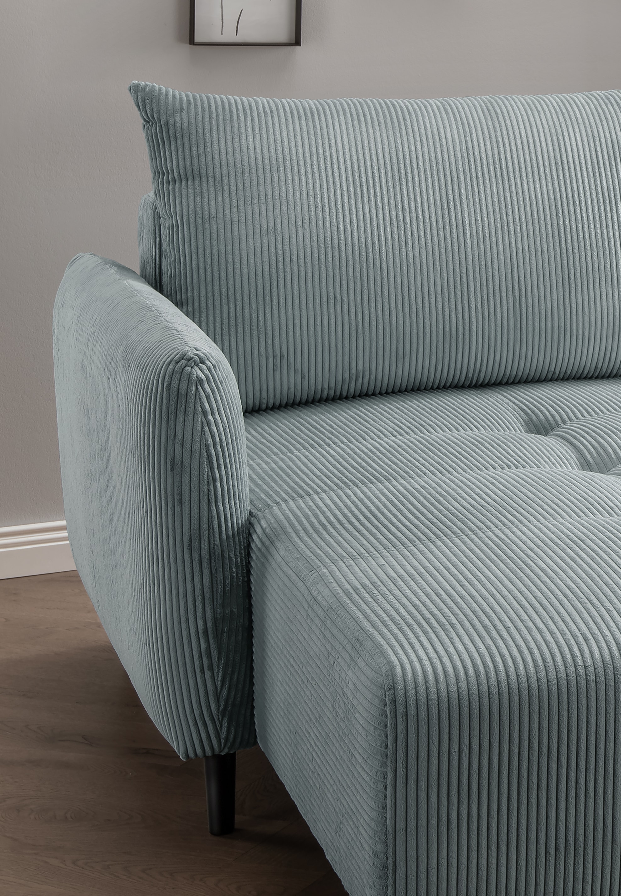 INOSIGN Ecksofa »Mara, L-Form, aktueller Cord Bezug und tolle Farben, schmale Armlehnen«, whlw. mit Bettfunktion,Recamiere links/rechts montierbar, Breite 238cm