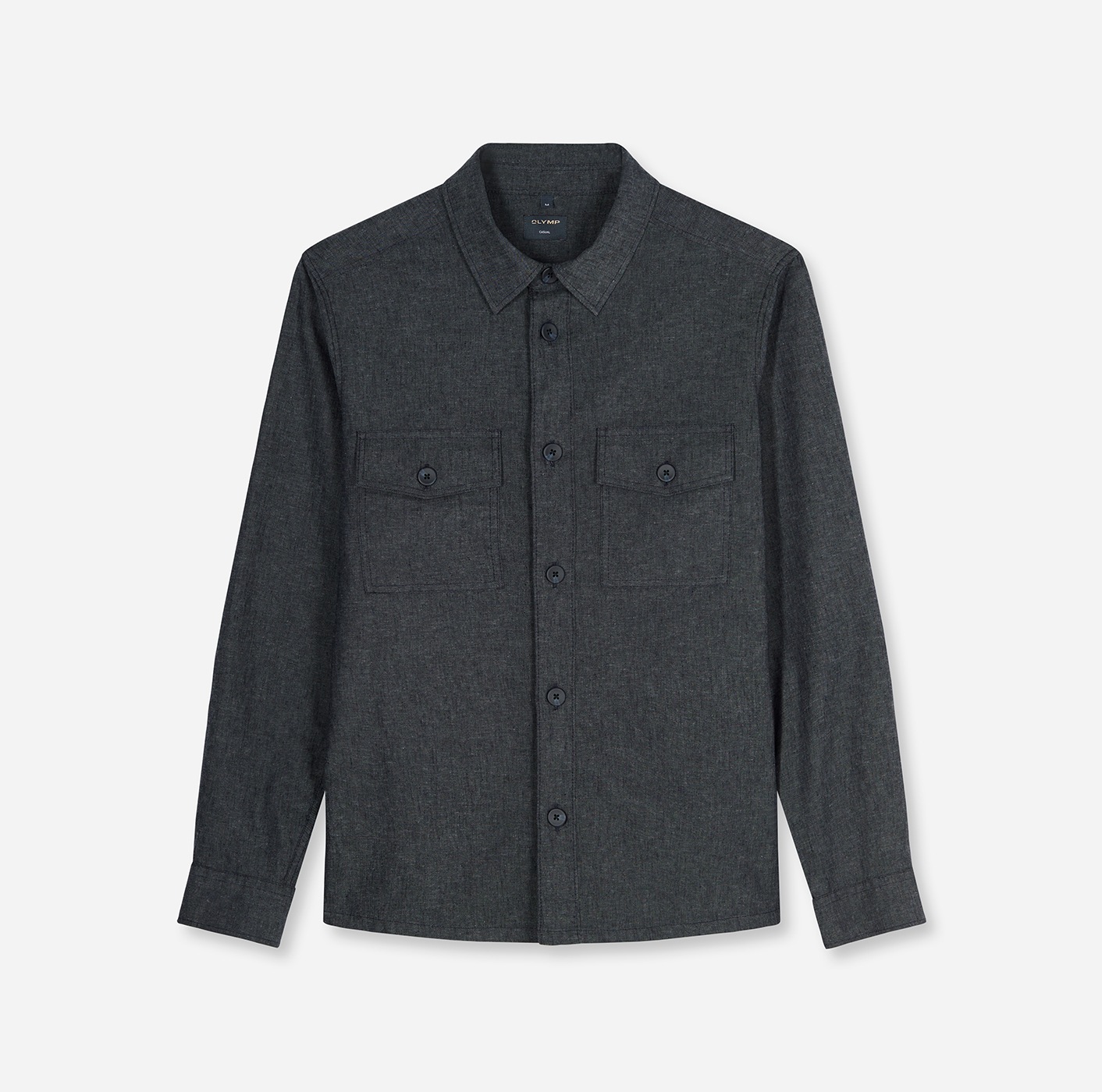 OLYMP Hemdjacke Overshirt, Leinen, Modern Fit, Kentkragen