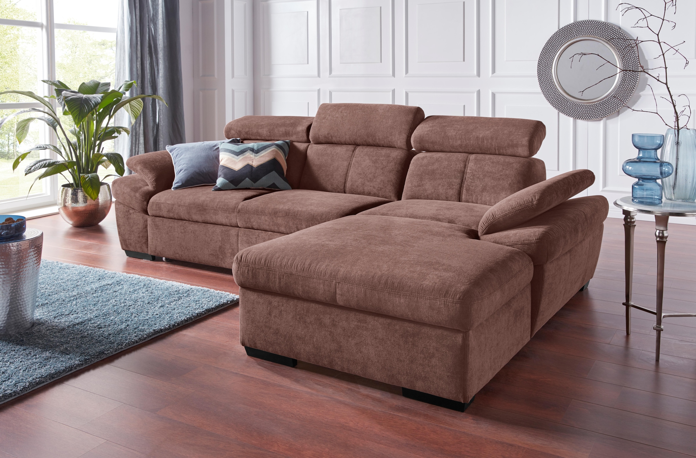exxpo - sofa fashion Ecksofa »Salerno L-Form« ir Kopf- ir A...