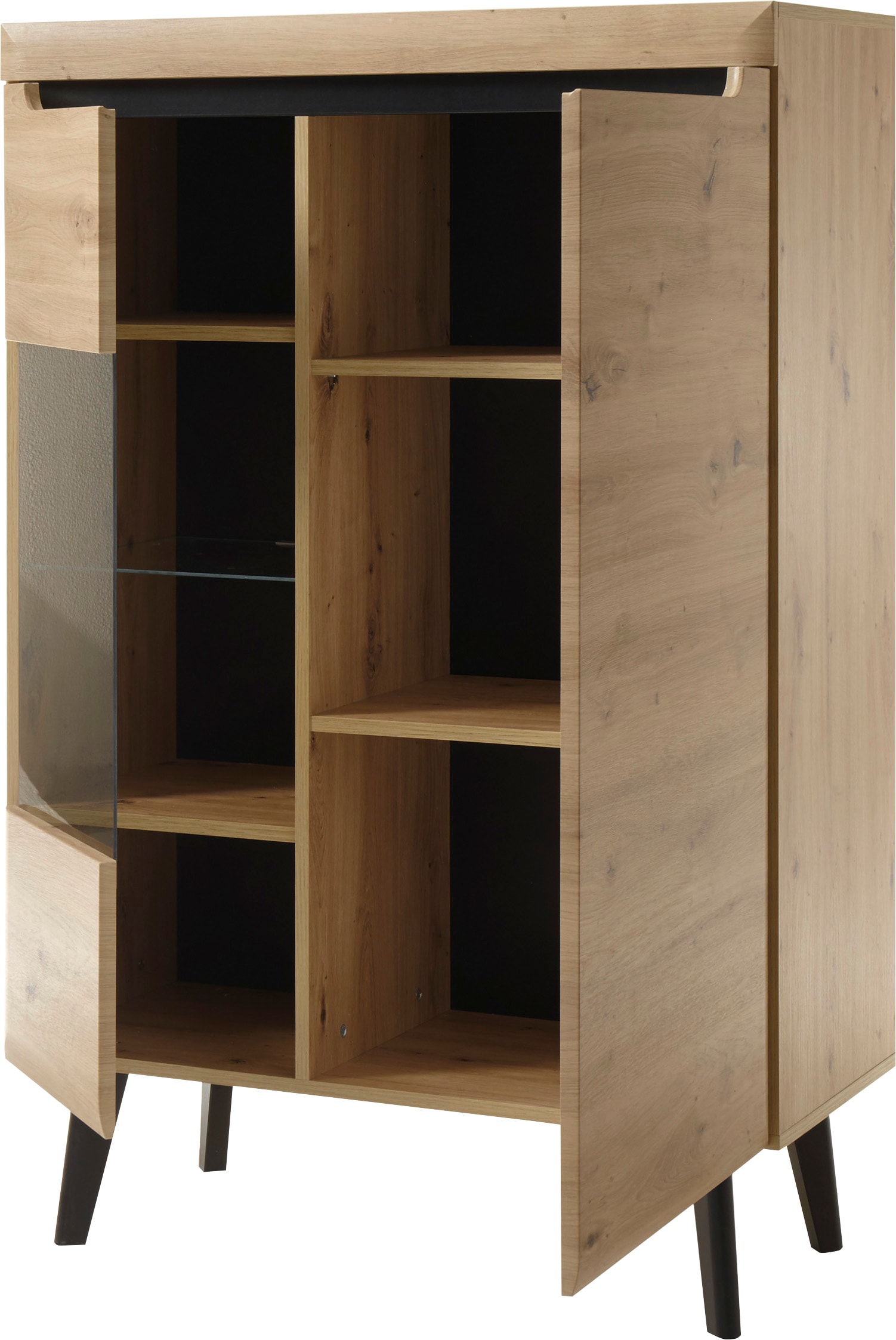 INOSIGN Vitrine »Torge, Hochschrank, Glasvitrine, Standvitrine, Vitrinenschrank«, (1 St.), in drei verschiedenen Farben verfügbar, Glastür & -boden, 90 cm breit