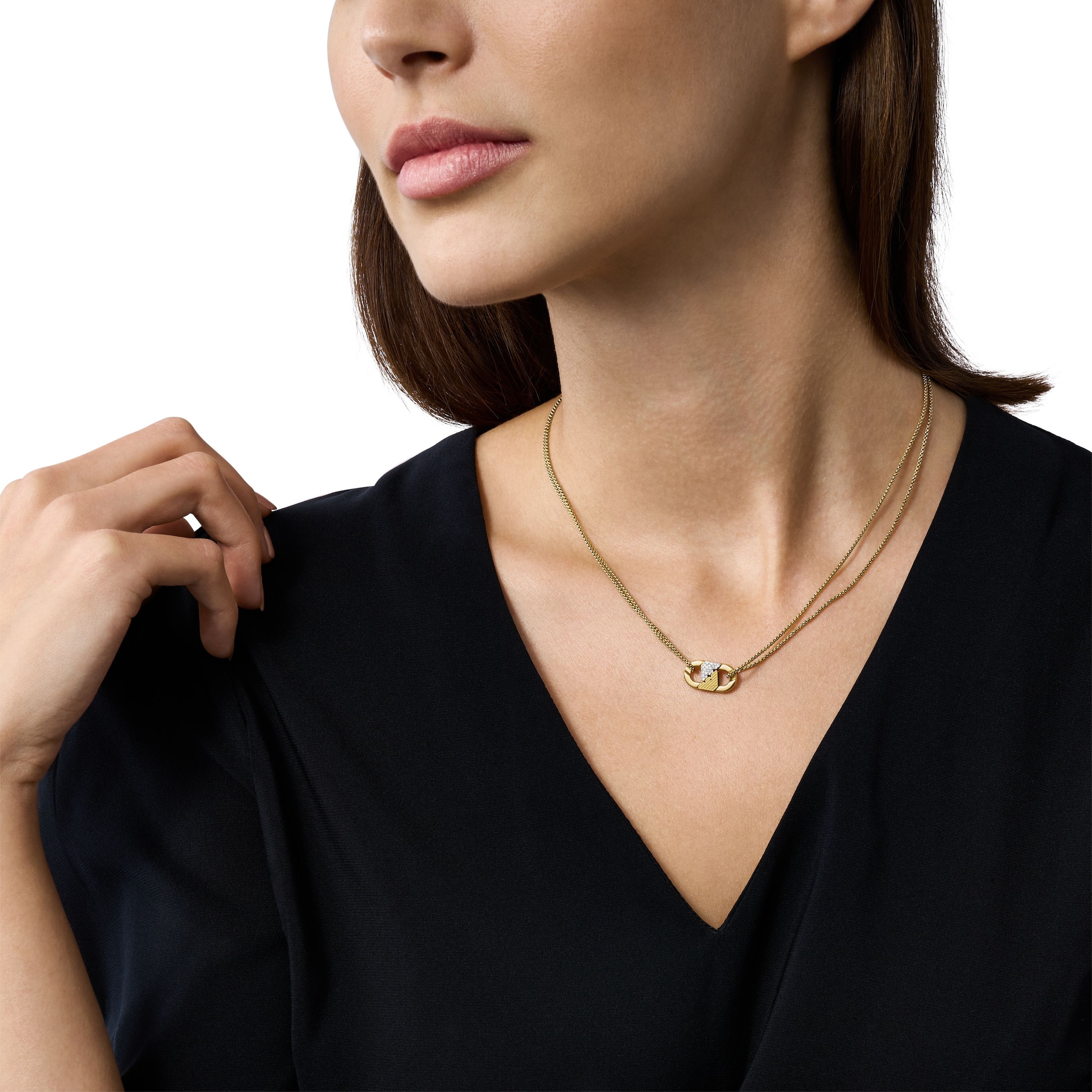 Emporio Armani Kette mit Anhänger »Schmuck Geschenk Edelstahl« mit Glasstein