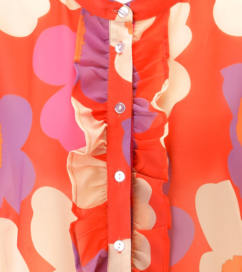 Aniston SELECTED Chiffonbluse kleiner Stehkragen und längs verlaufende Volants - NEUE KOLLEKTION