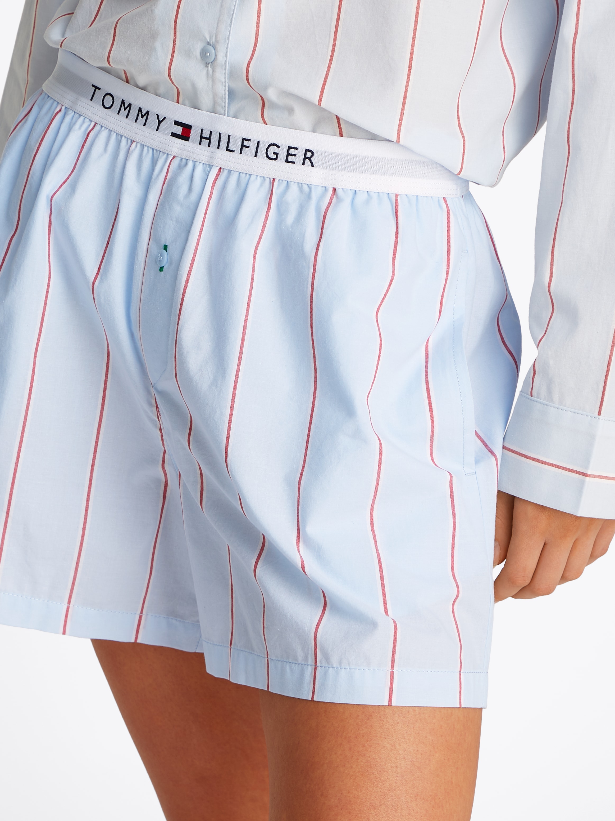 Tommy Hilfiger Underwear Shorts »POPLIN SHORT«, mit Streifenmuster, Logobund