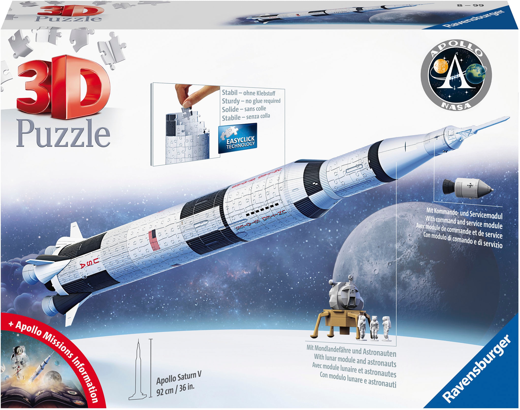 3D-Puzzle »Apollo Saturn V Rakete«, Made in Europe; FSC®- schützt Wald - weltweit