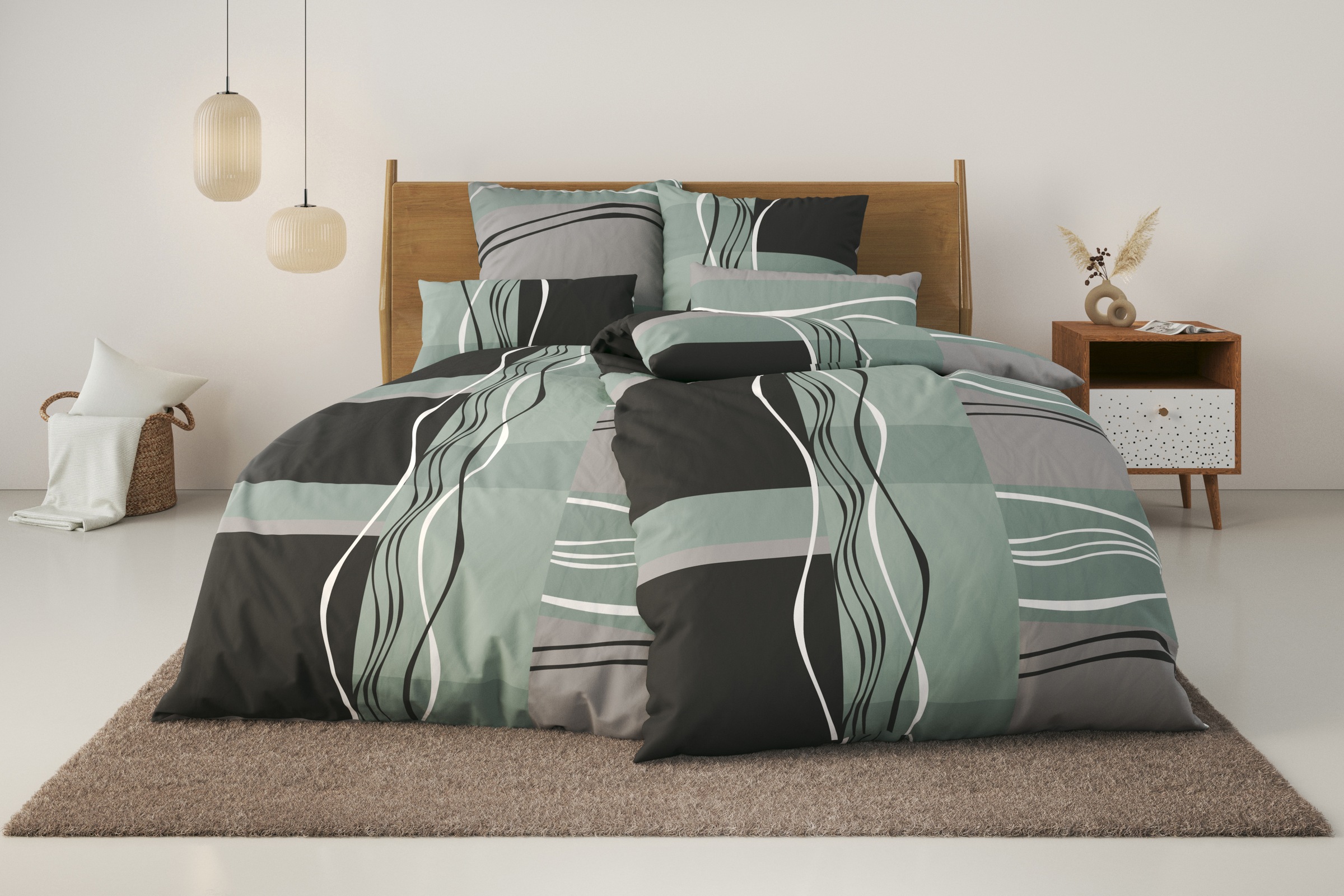 my home Bettwäsche "Kelian" 2 Stk. tlg. in verschiedenen Qualitäten, gemust günstig online kaufen