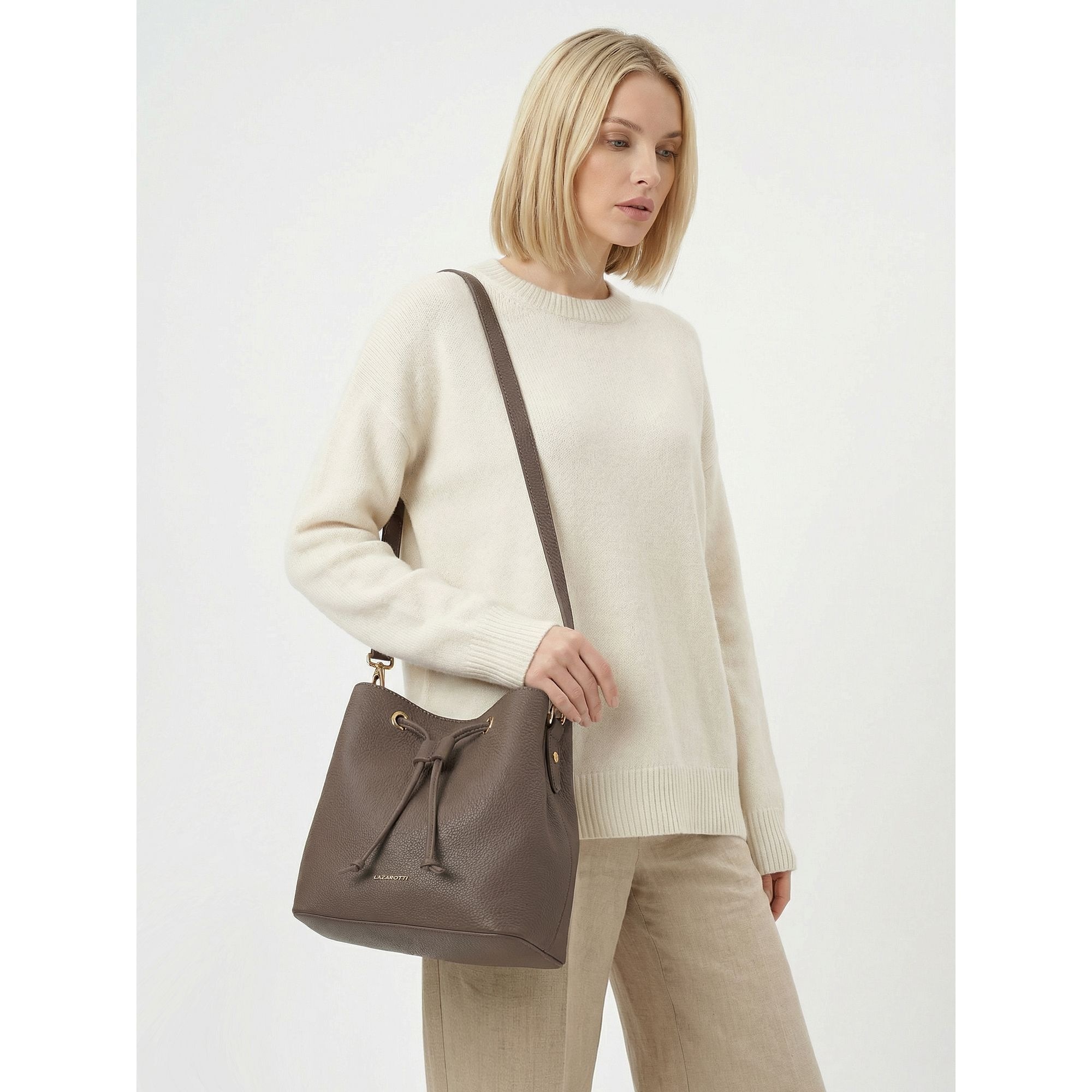 Lazarotti Beuteltasche »Bologna Leather Crossbody Beuteltasche Leder 25 cm«