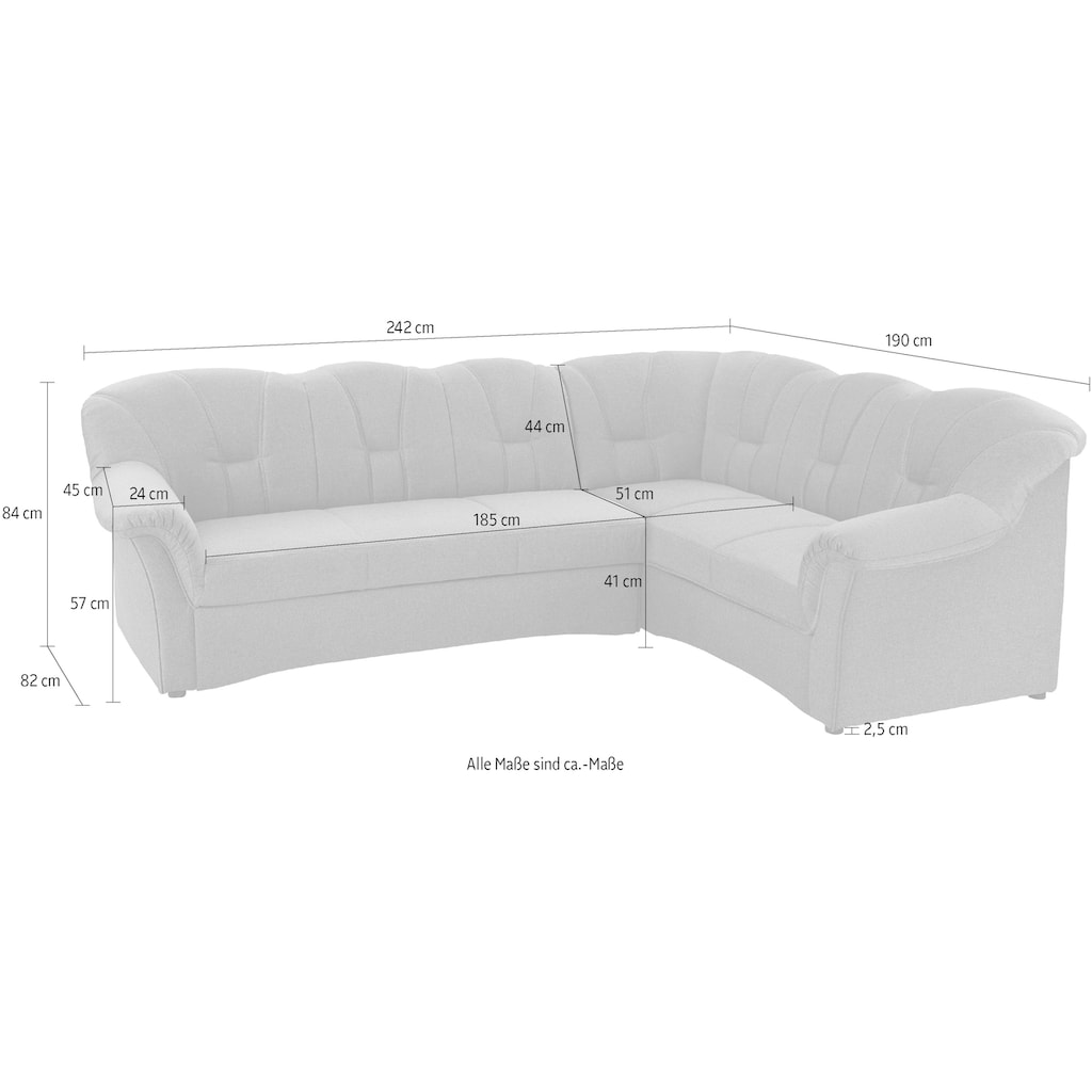 DOMO collection Ecksofa »Papenburg B/T/H: 242/190/84 cm«