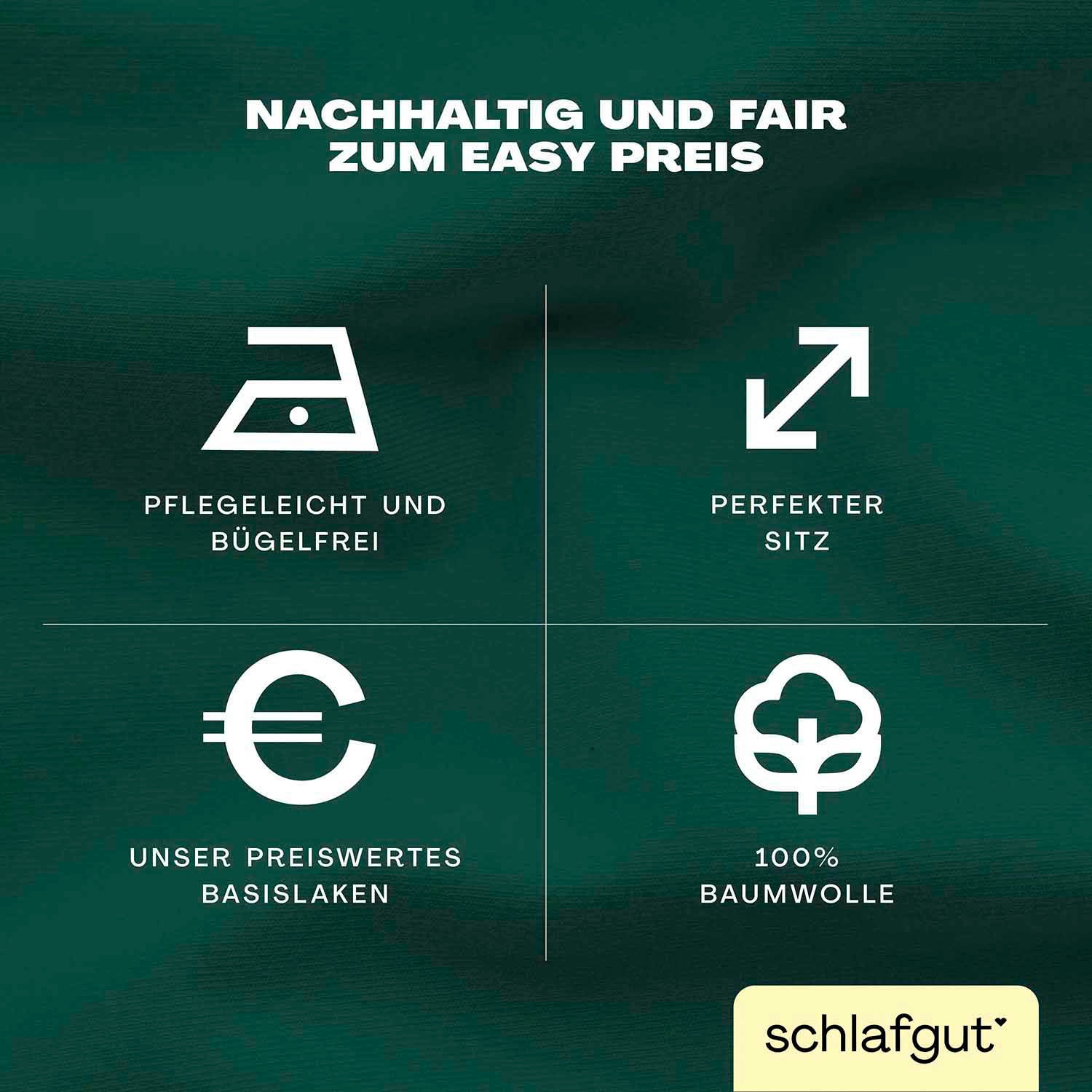 Thumbnail - Schlafgut Spannbettlaken "EASY aus 100% Baumwolle, weich & saugfähig, Marken-Bettlaken", für Matratzen bis 22 cm Höhe, i...