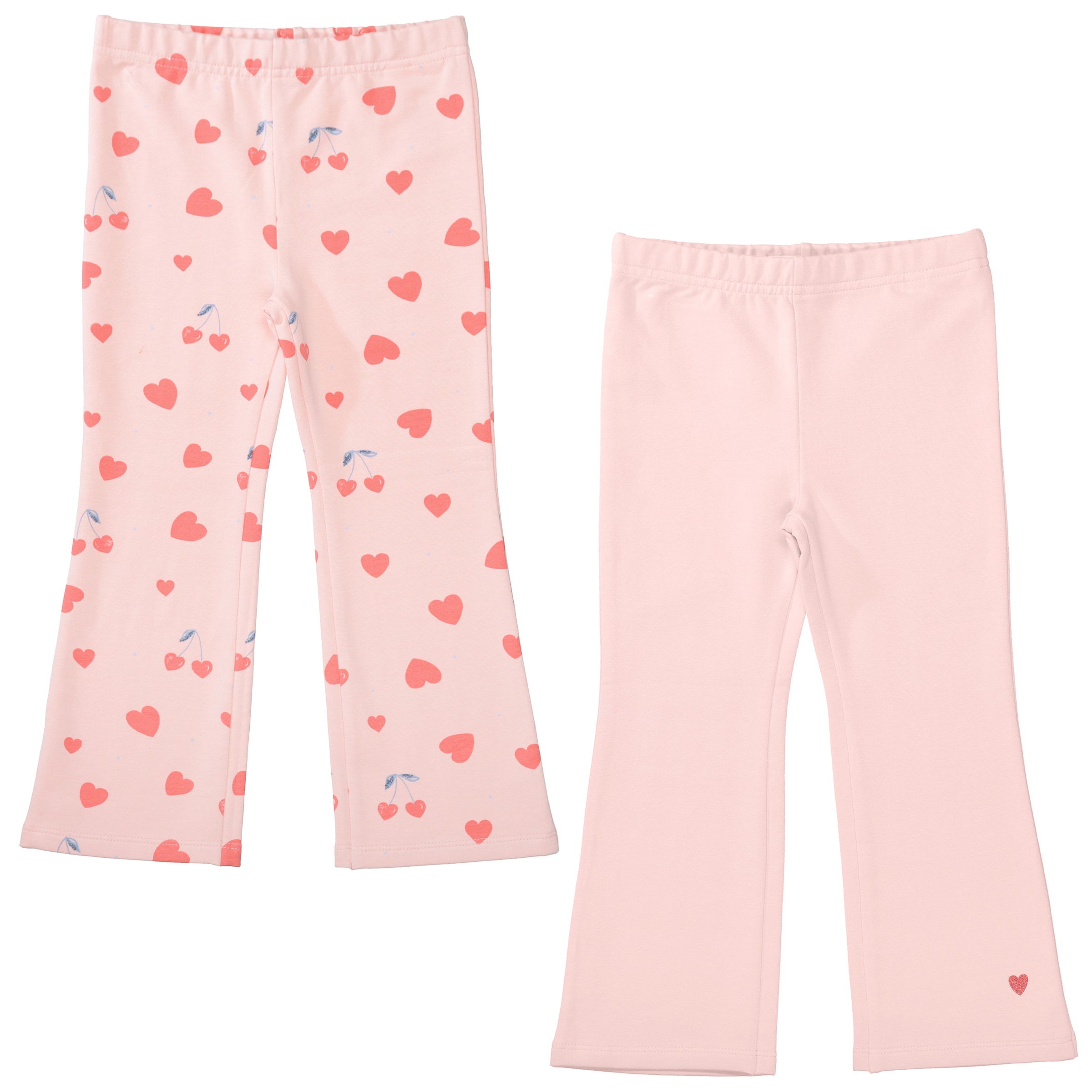 Leggings STACCATO, Mädchen, Gr. 104/110, N-Gr, blush, blush aop, Single Jersey, Obermaterial: 95% Baumwolle, 5% Elasthan, bedruckt, lang, Hosen Leggings, 2er Pack, mit Herzchen-Allover-Print, ausgestellt