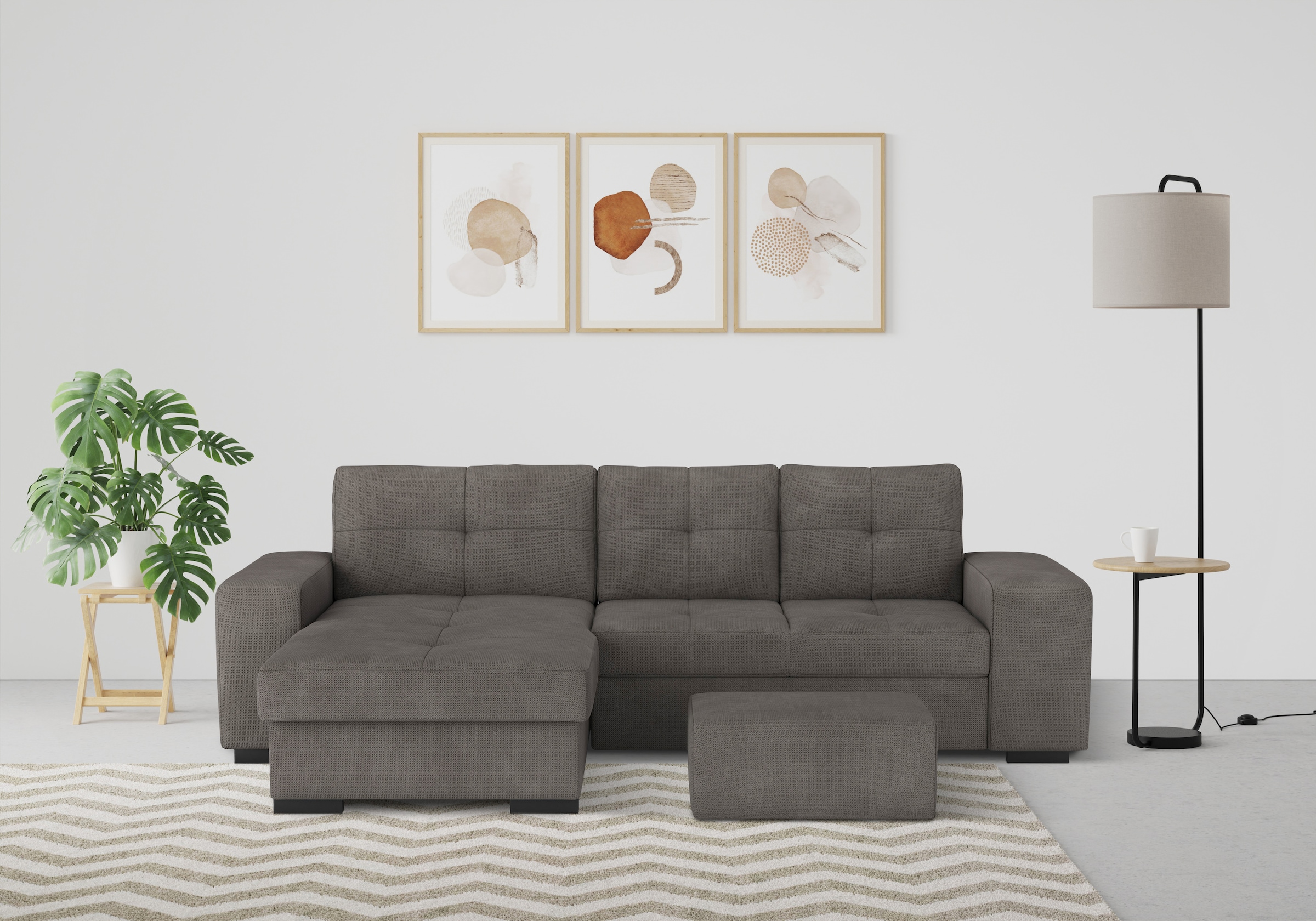 COTTA Ecksofa "Mattina L-Form", mit Hocker, wahlweise mit Bettfunktion & Be günstig online kaufen