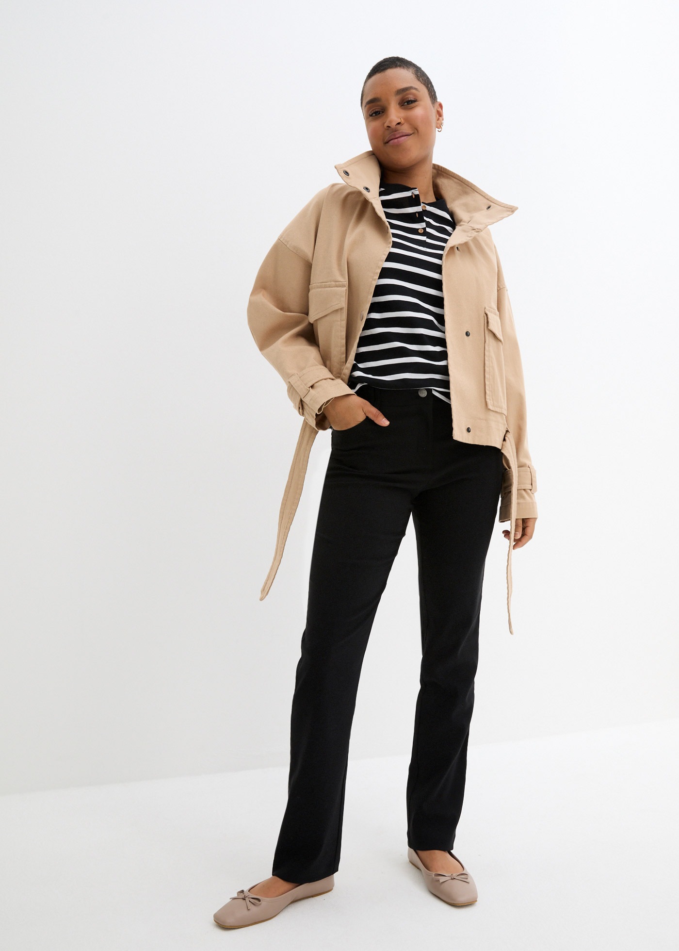 Thumbnail - bonprix Stretch-Hose "Bengalin-Stretch-Hose mit Bequembund, Straight" Bengalin-Stretch-Hose mit Bequembund, Straight