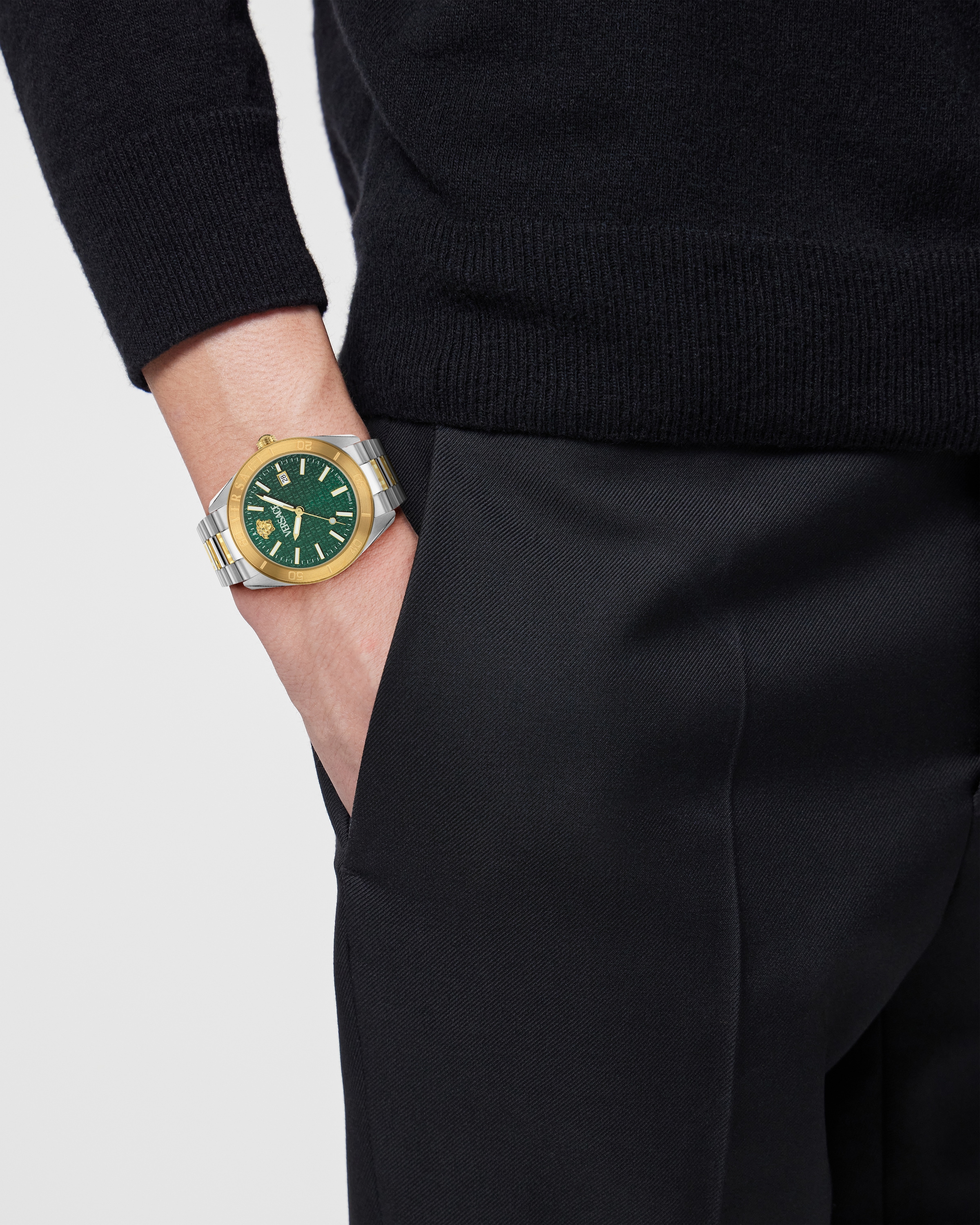 Versace Quarzuhr »V-DOME«, Armbanduhr, Herrenuhr, Swiss Made, Leuchtindizes (Zifferblatt), Datum
