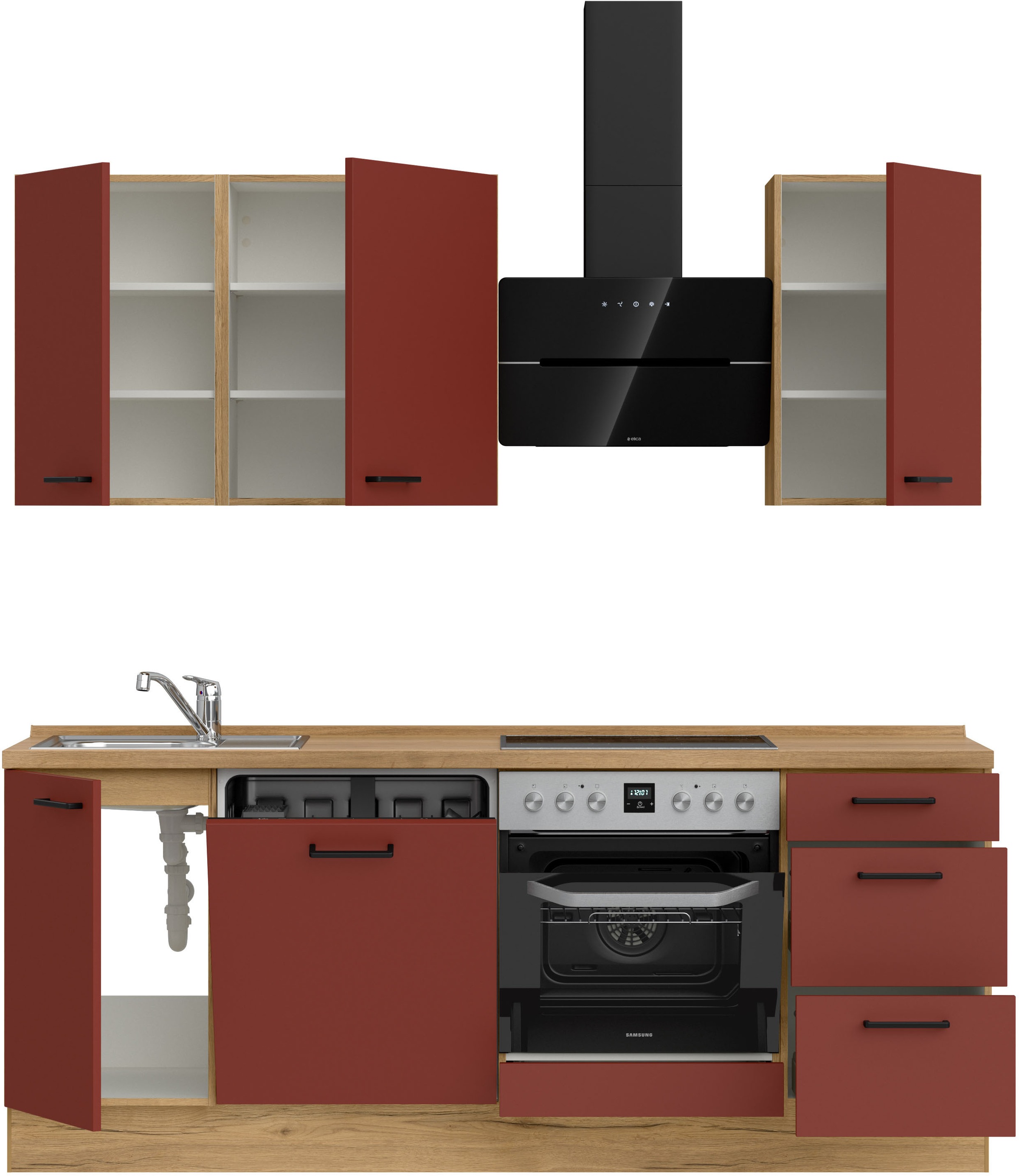 nobilia® Küchenzeile »"Easytouch II"«, vormontiert, Ausrichtung wählbar, Breite 210 cm, wahlw. mit E-Geräten