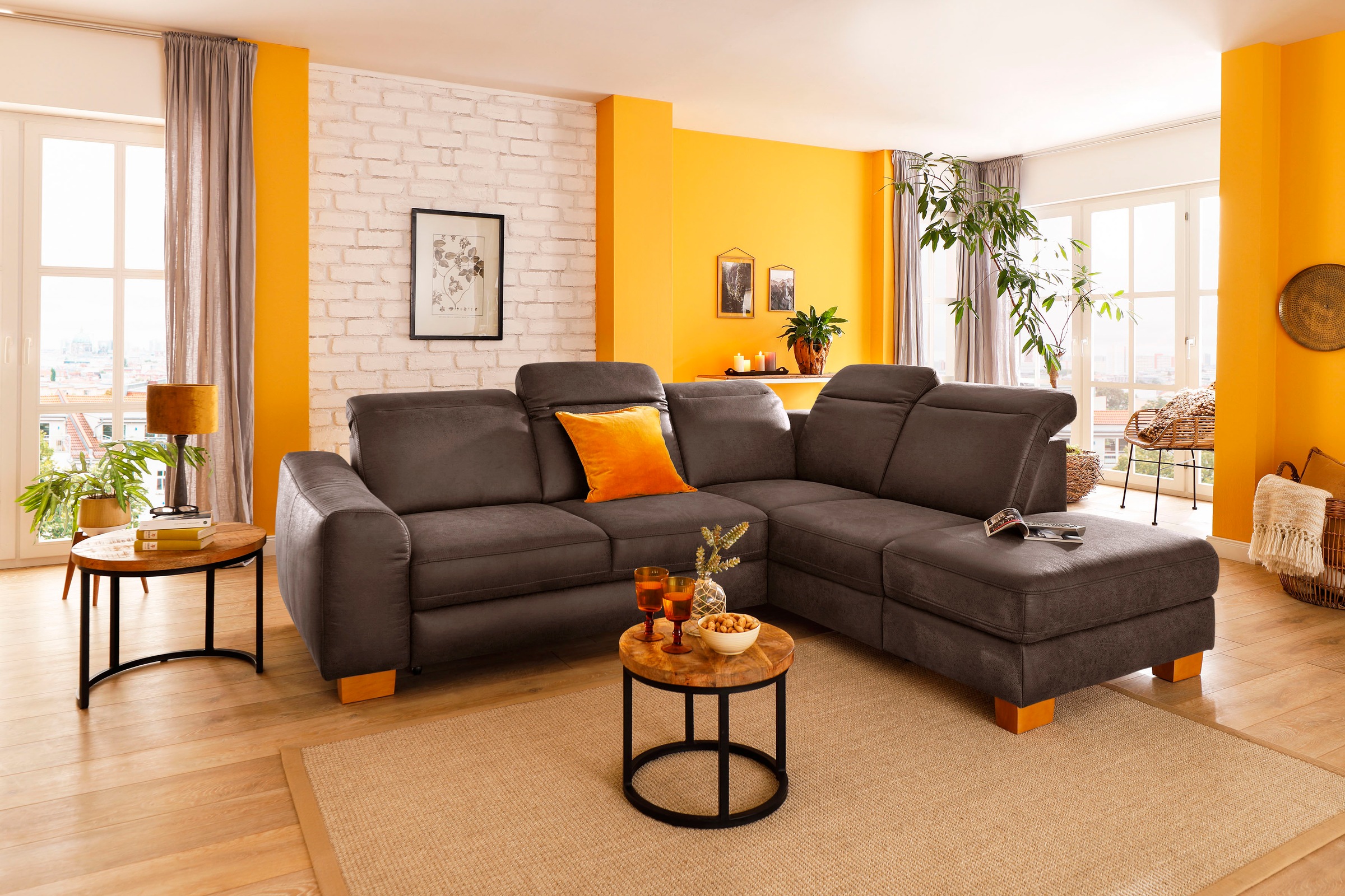 Home affaire Ecksofa "Dundee L-Form" wahlweise mit Kopfteilverstellung und günstig online kaufen