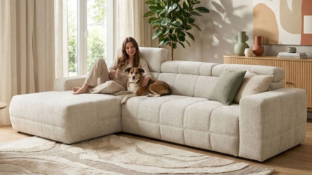 OTTO home Ecksofa "Ballerup 235 x 175 cm, auch mit verstellbarer Sitztiefe" Kopfteile & Sitztiefe verstellbar, Pet Friendly Bezug, L-Form