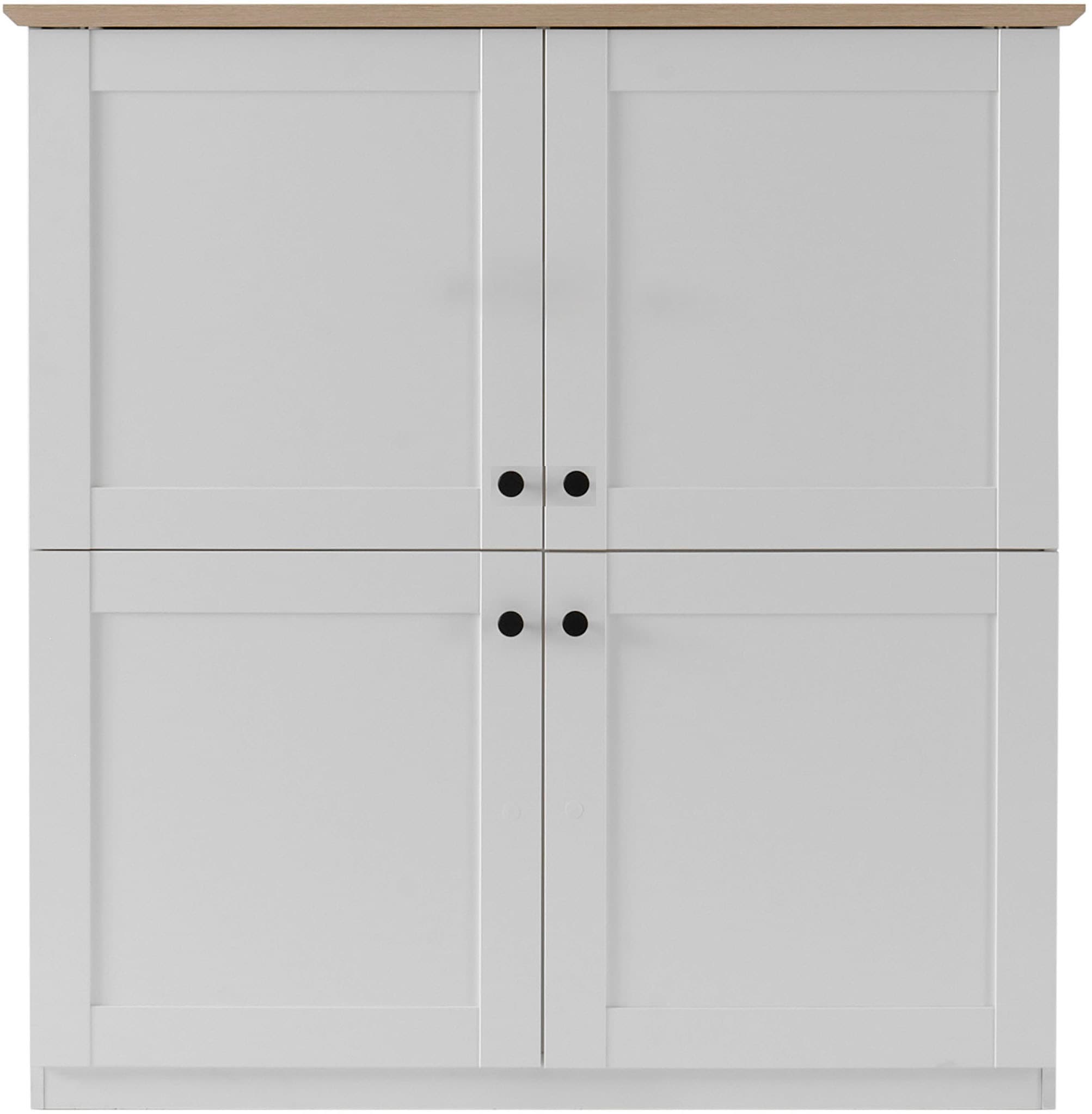 OTTO home Highboard »Brest, Schrank im Landhausstil, Wohnzimmerschrank, Mehrzweckschrank« schwarze Metallgriffe, ausreichend Stauraum, 128 cm hoch