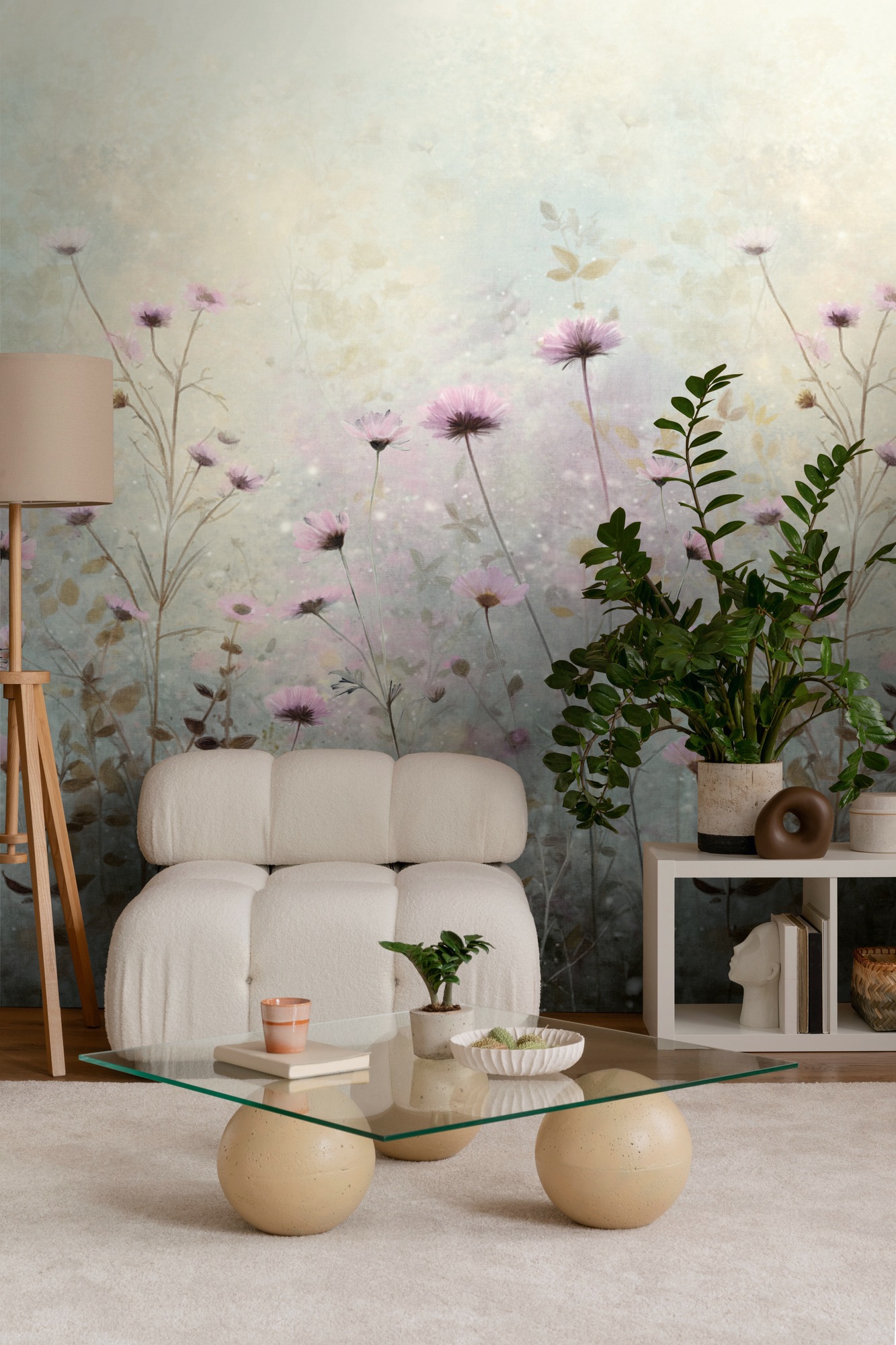 living walls Fototapete »The Wall 4 Flowers – Filigrane Blumenwiese Vlies-Fototapete« botanisch | floral | matt leicht strukturiert Filigrane Blumenwiese mit natürlicher Tiefenwirkung
