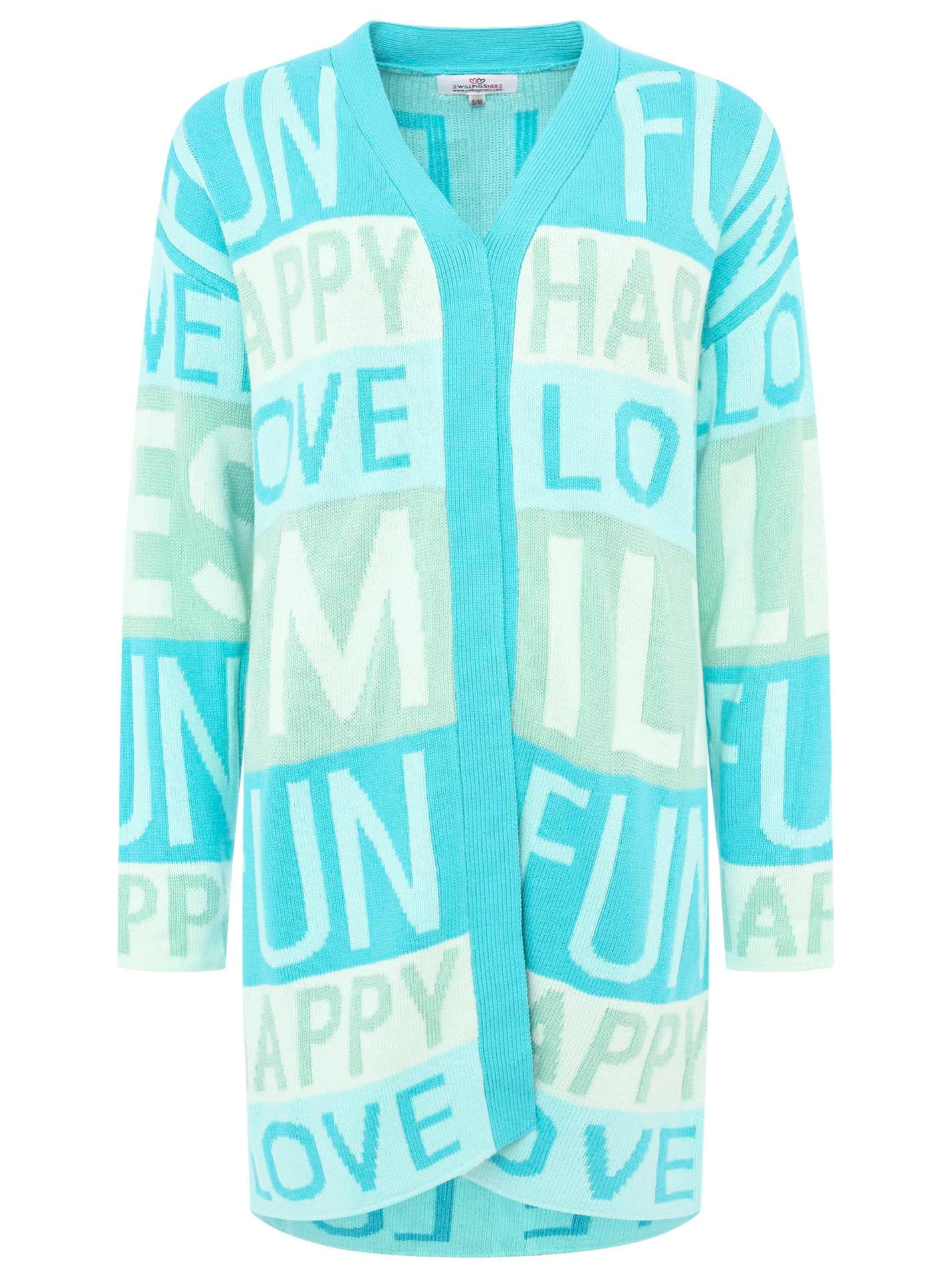 Cardigan »"Smile Fun Happy"«, mit Schriftzug und Streifen