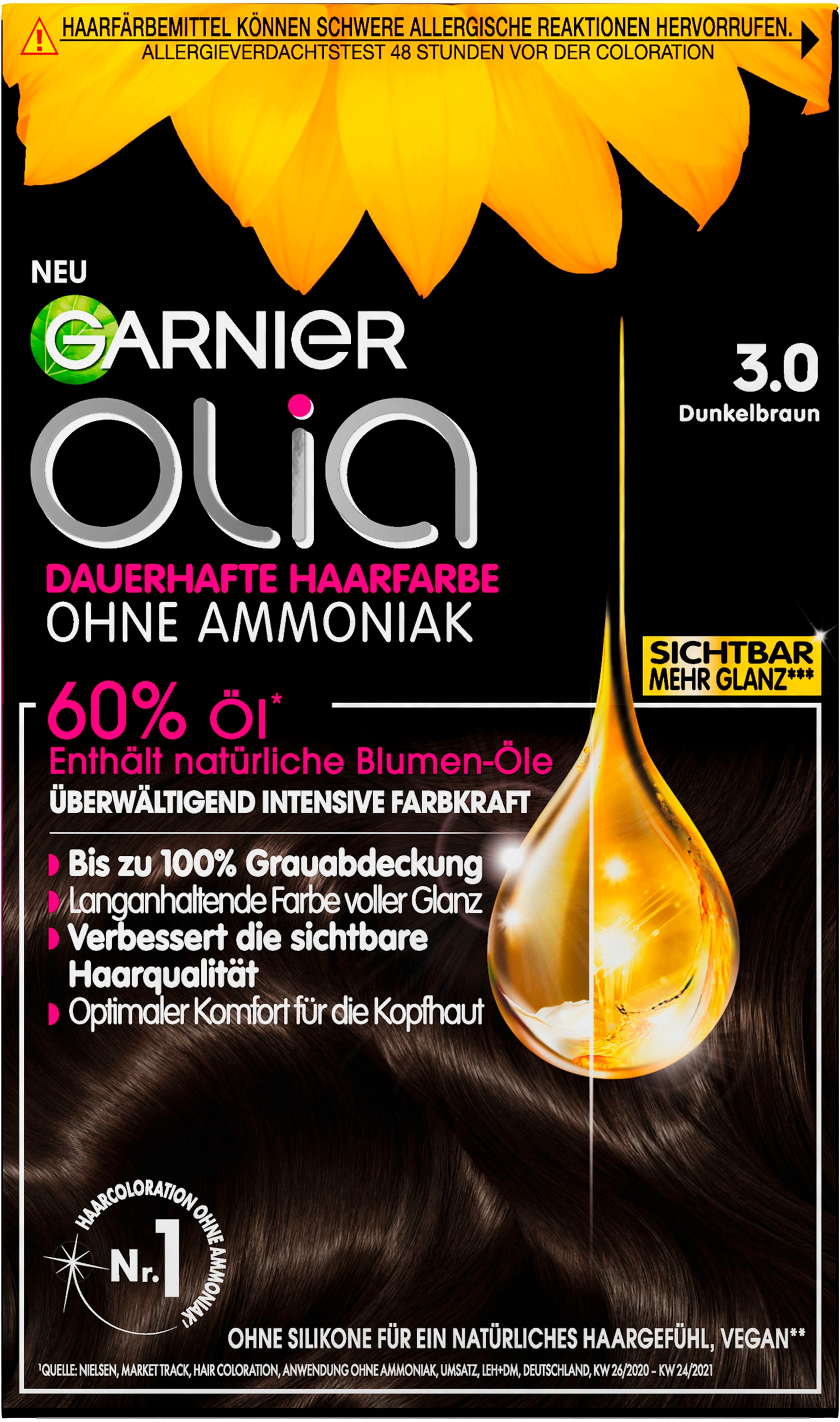 GARNIER Coloration »Garnier Olia dauerhafte Haarfarbe«, (Set, 3 tlg.), mit pflegender Formel