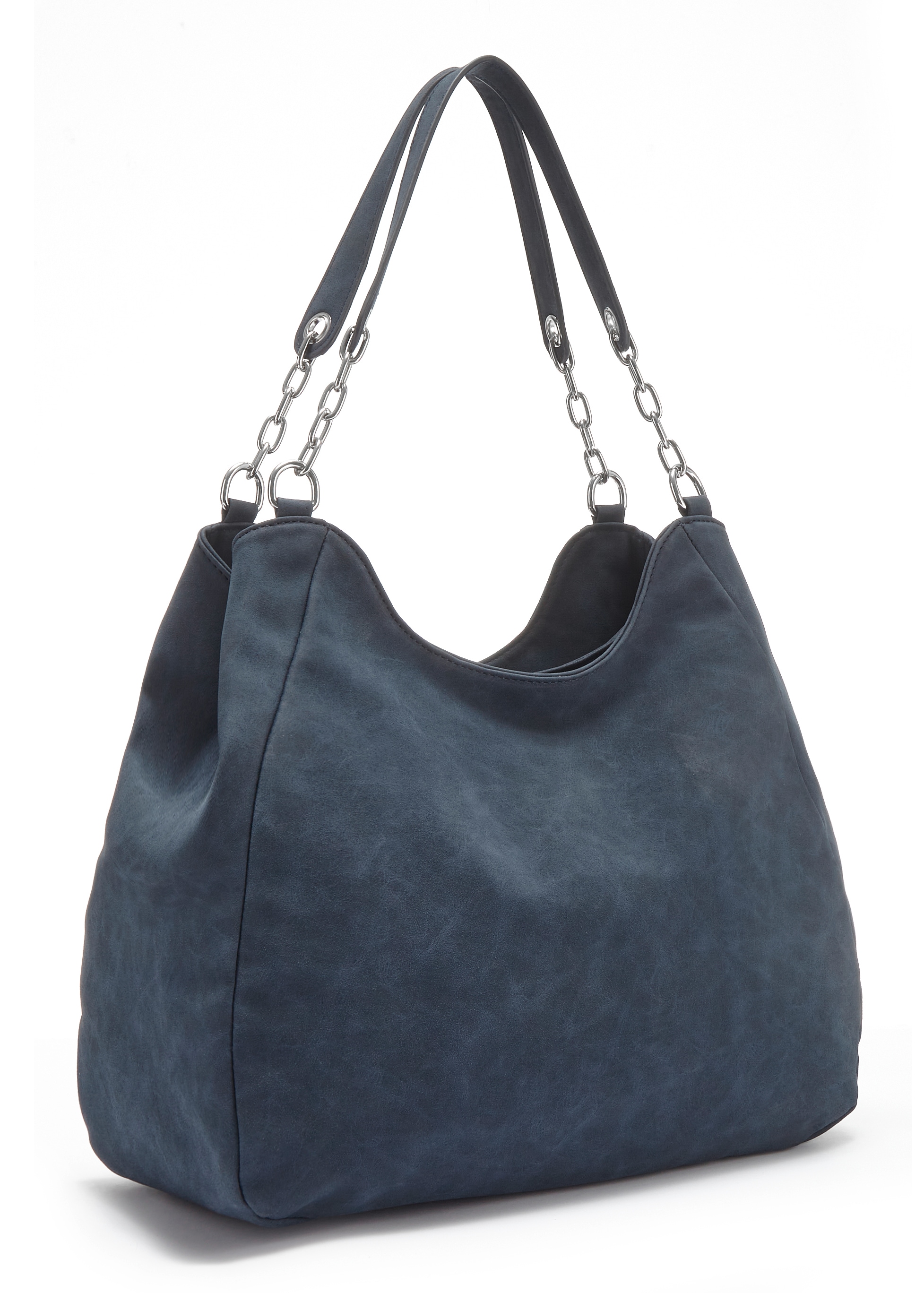 Vivance Schultertasche "Henkeltasche, Damentasche, Shopper, Einkaufstasche, Handtasche" mit silberfarbenen Ketten-Details VEGAN