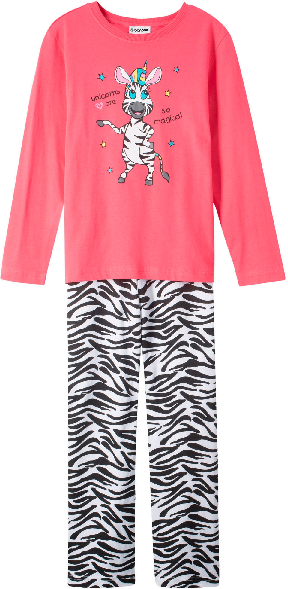 BONPRIX Mädchen Pyjama "Pyjama aus reiner Baumwolle (2-tlg. Set)", Gr. 152, rosa, Jersey, Obermaterial: 100% Baumwolle, bedruckt, Homewear-Sets,