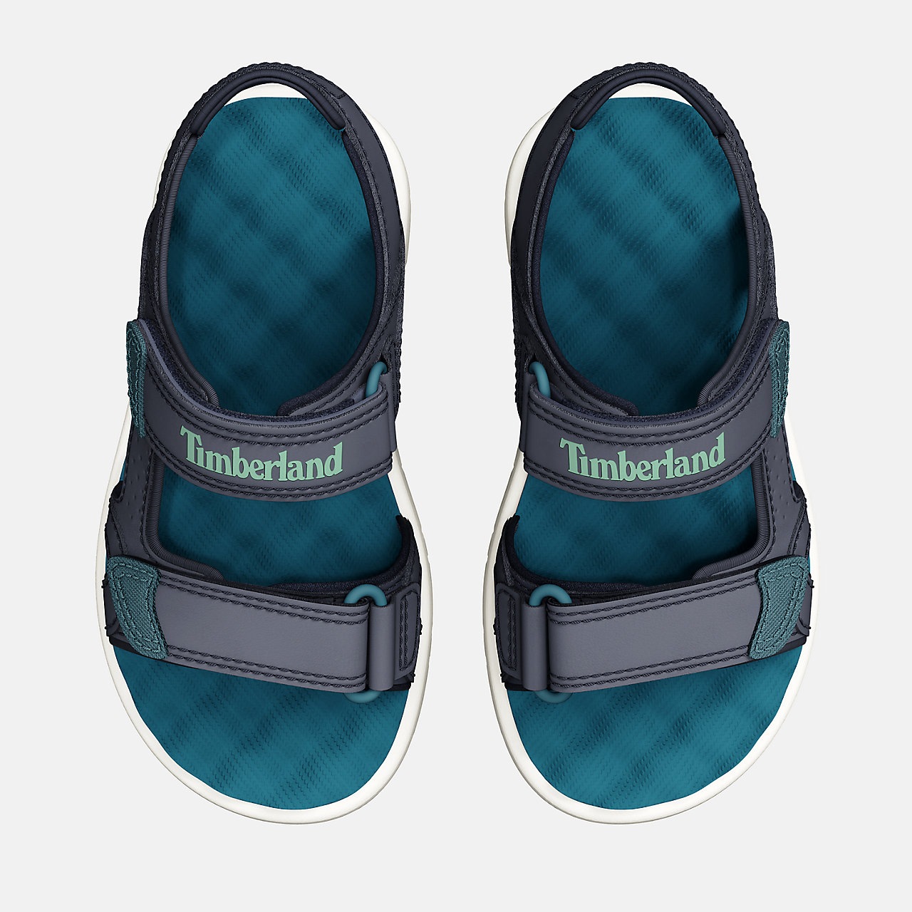 Timberland unisex pour enfant. TB0A6C4NL791 Perkins Sandales en cuir Row avec talon bleu (30), Plat, Velcro, Casuel, mode enfantine 2