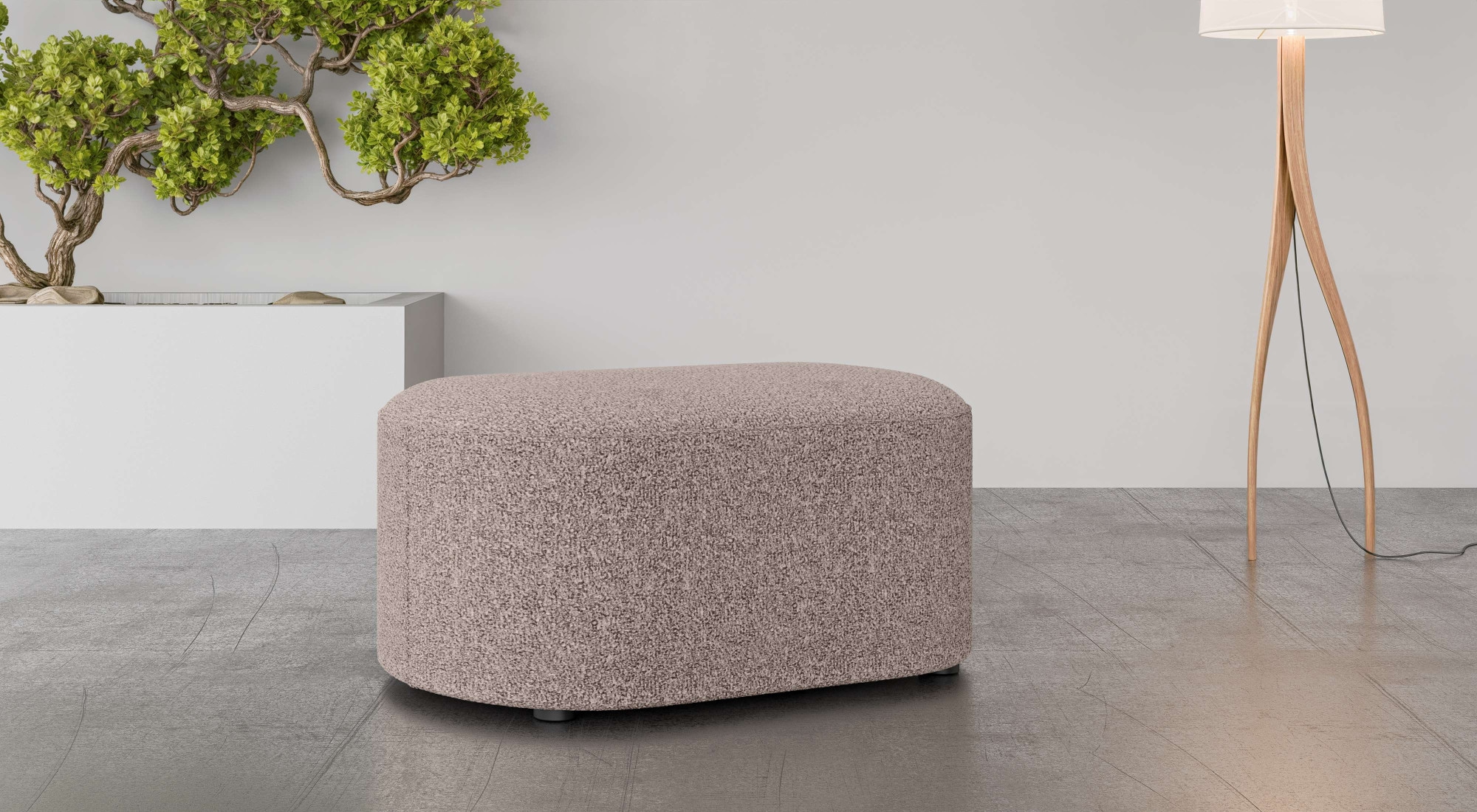 OTTO home Polsterhocker "Polsterhocker Tvinne, mit Wellenunterfederung" passend zum Ecksofa, auch in Bouclé, B/T/H: 90/50/44 cm