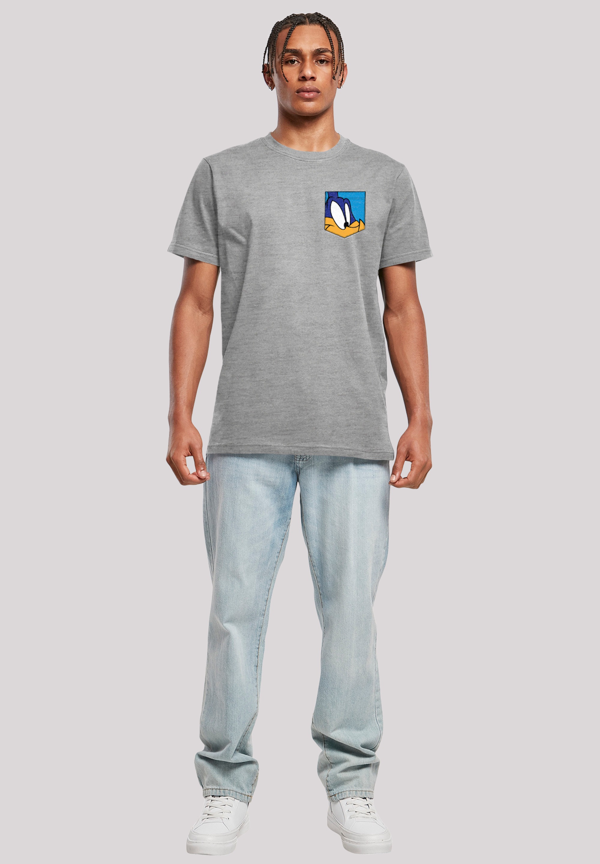 F4NT4STIC T-Shirt »Looney Tunes Road Runner Face Faux Pocket«, Print