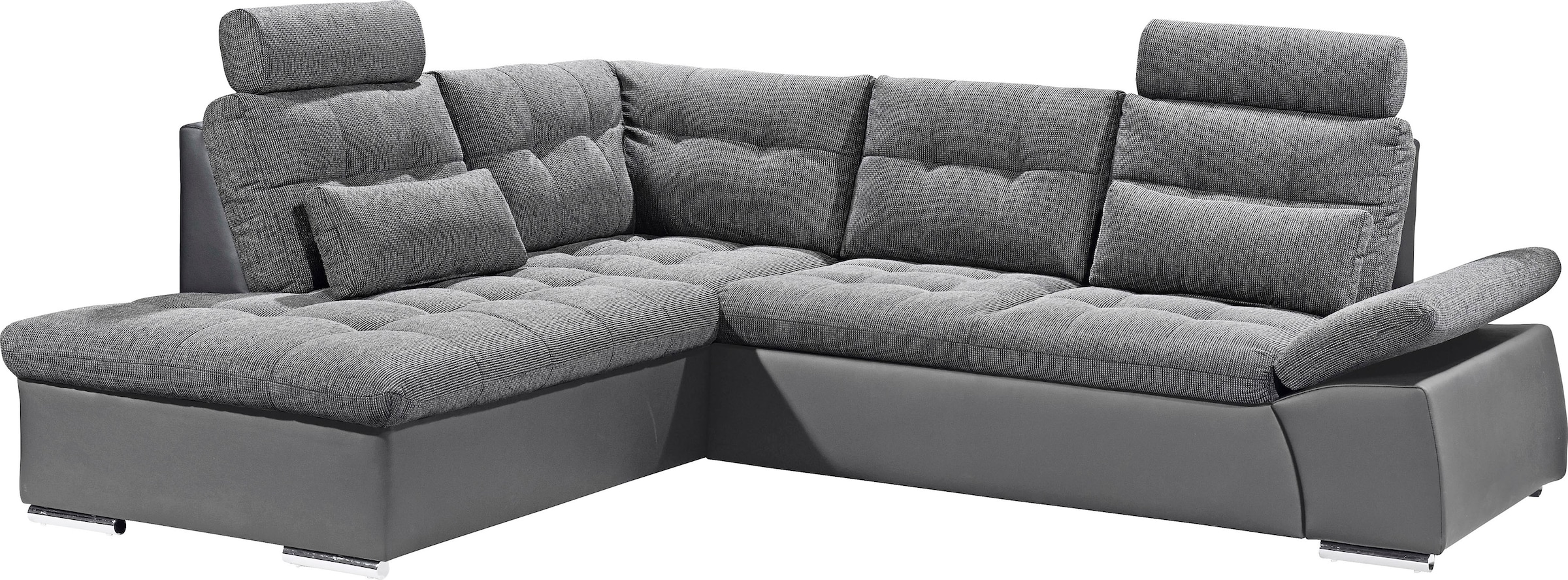 ED EXCITING DESIGN Ecksofa »Jakarta L-Form«, mit Bettfunktion, Armteilverstellung, Kopfstützen & 2 Nierenkissen