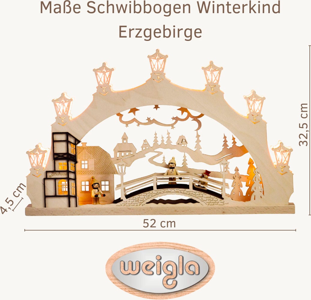 Weigla LED Schwibbogen »Winterkind Erzgebirge, Weihnachtsdeko«, 7-flammig