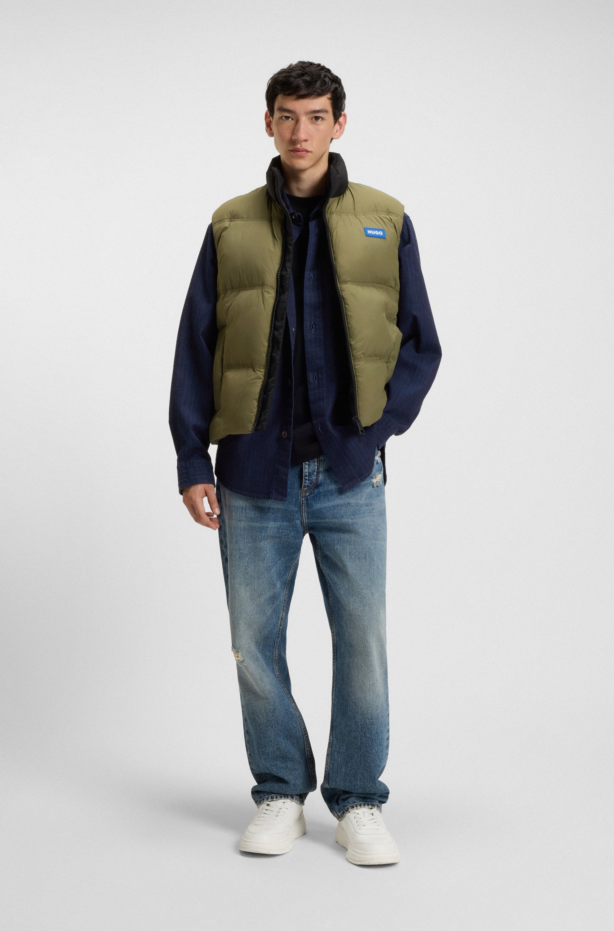 HUGO Blue Langarmhemd »Ebargo«, Kentkragen, oversize fit, Denim-Optik