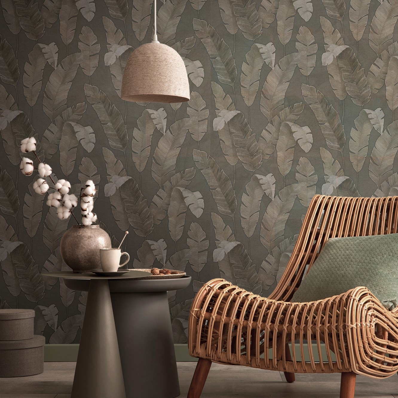 living walls Vliestapete »Metropolitan Stories. Travel Styles. Blättertapete«, matt-gemustert-neutral, Tapete Floral Modern Chic 3D-Effekt Strukturiert Elegant Tapeten Flur