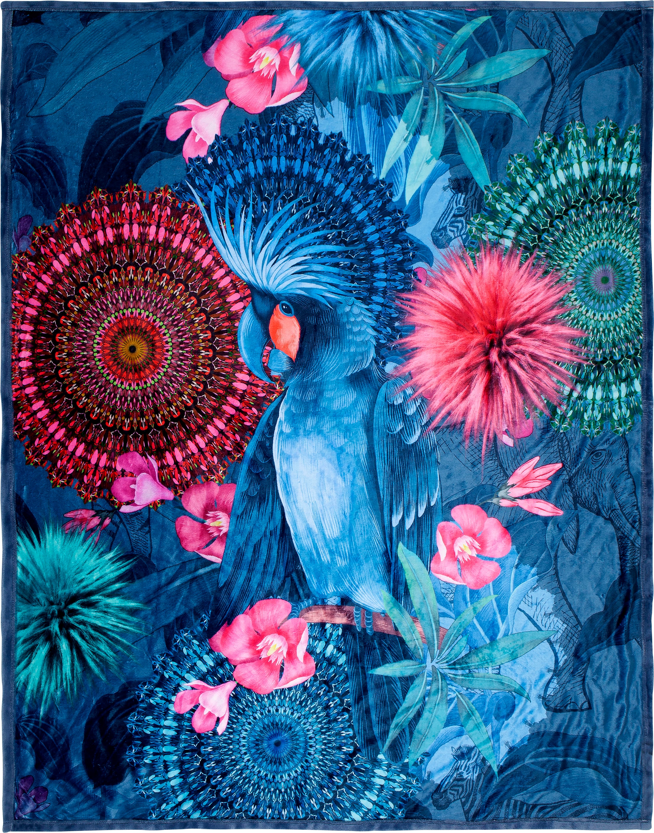 Plaid »Ofelia«, mit Mandalas und Blumen, Kuscheldecke